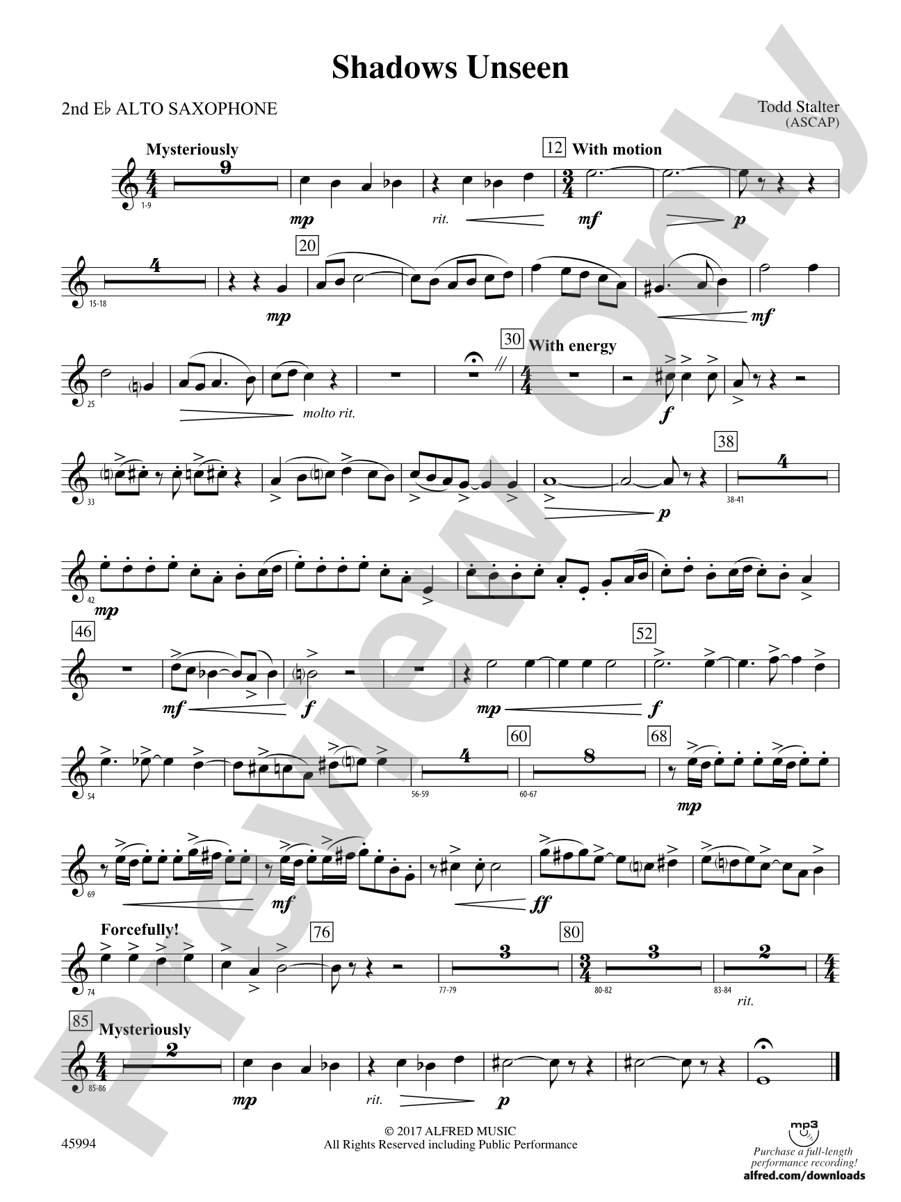 Shadows Unseen: 2nd E-flat Alto Saxophone