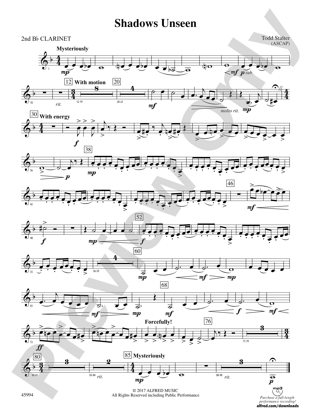 Shadows Unseen: 2nd B-flat Clarinet
