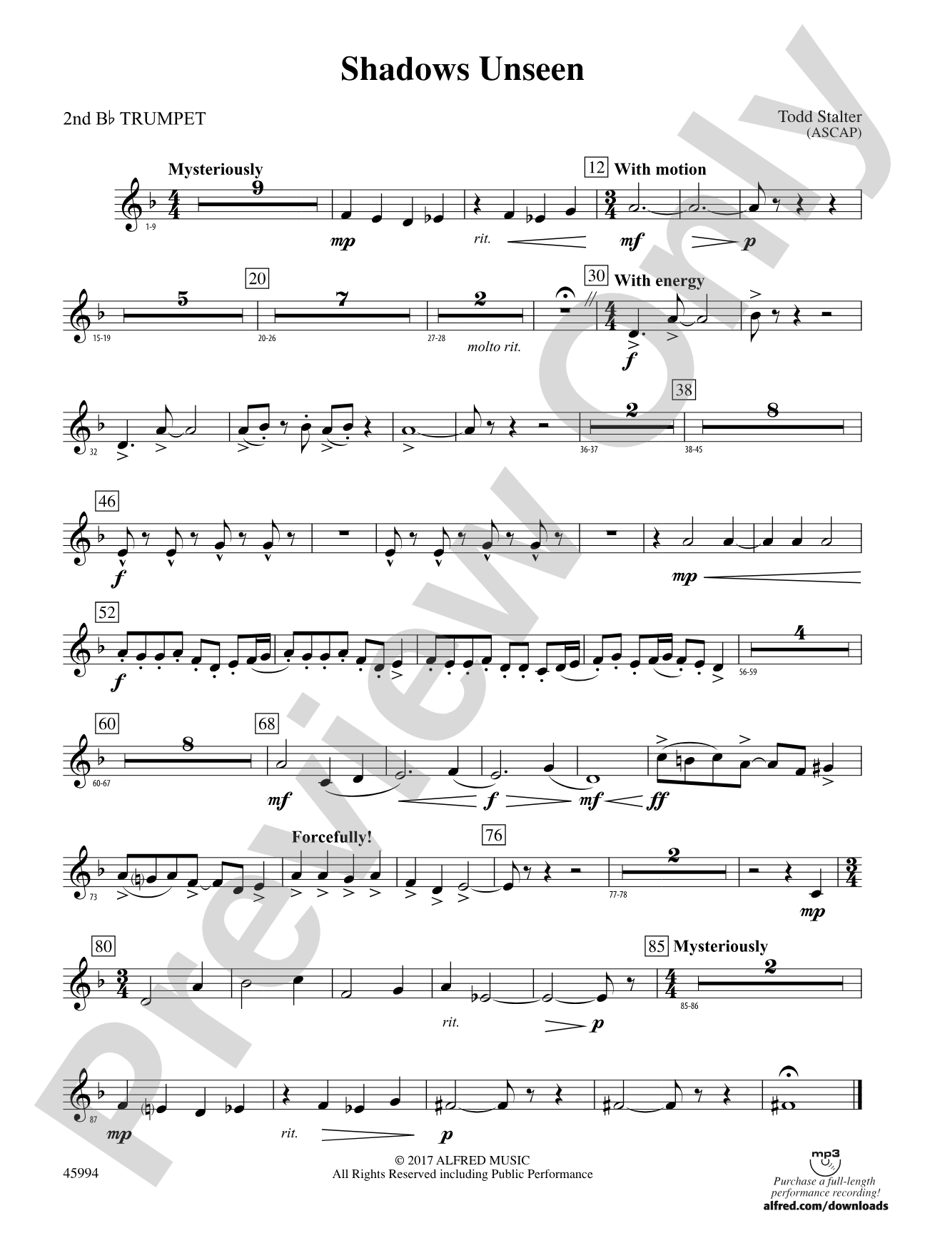 Shadows Unseen: 2nd B-flat Trumpet