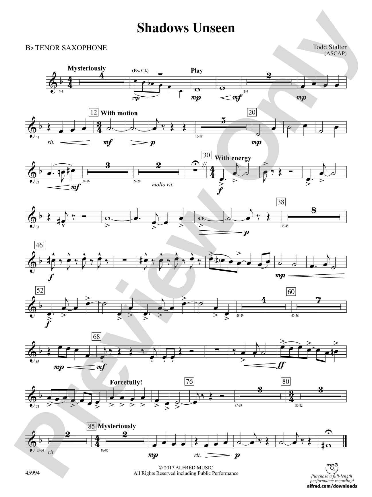 Shadows Unseen: B-flat Tenor Saxophone