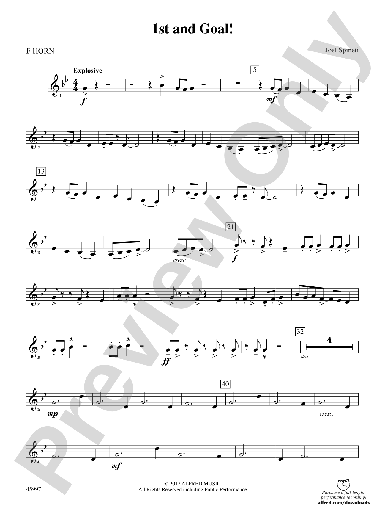 1st and Goal: 1st F Horn