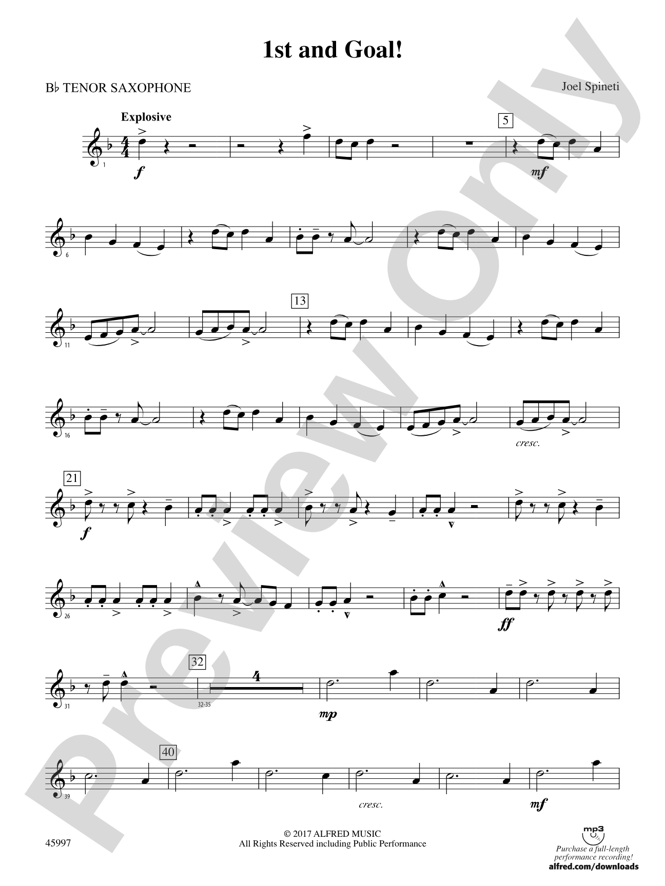 1st and Goal: B-flat Tenor Saxophone