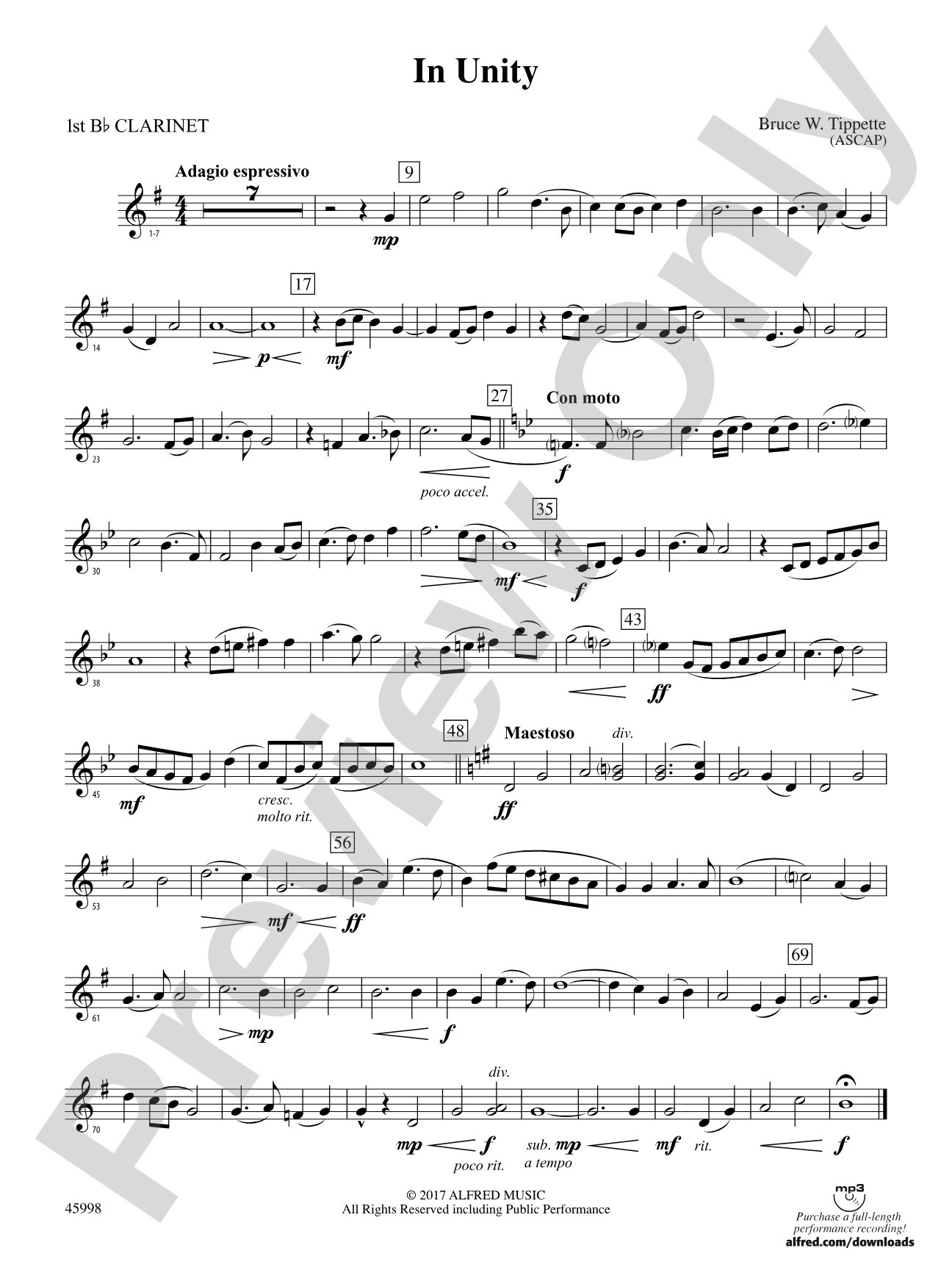 In Unity: 1st B-flat Clarinet