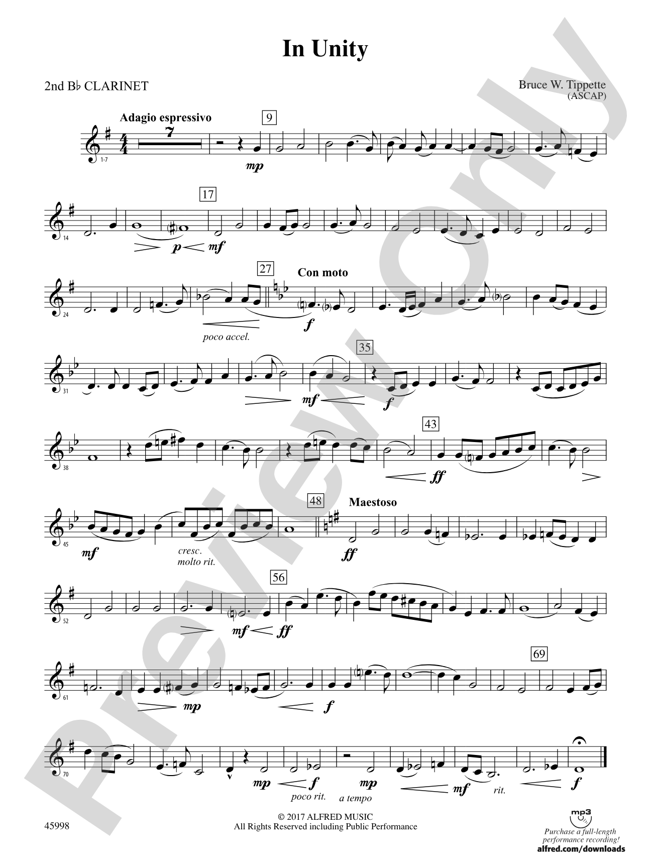 In Unity: 2nd B-flat Clarinet
