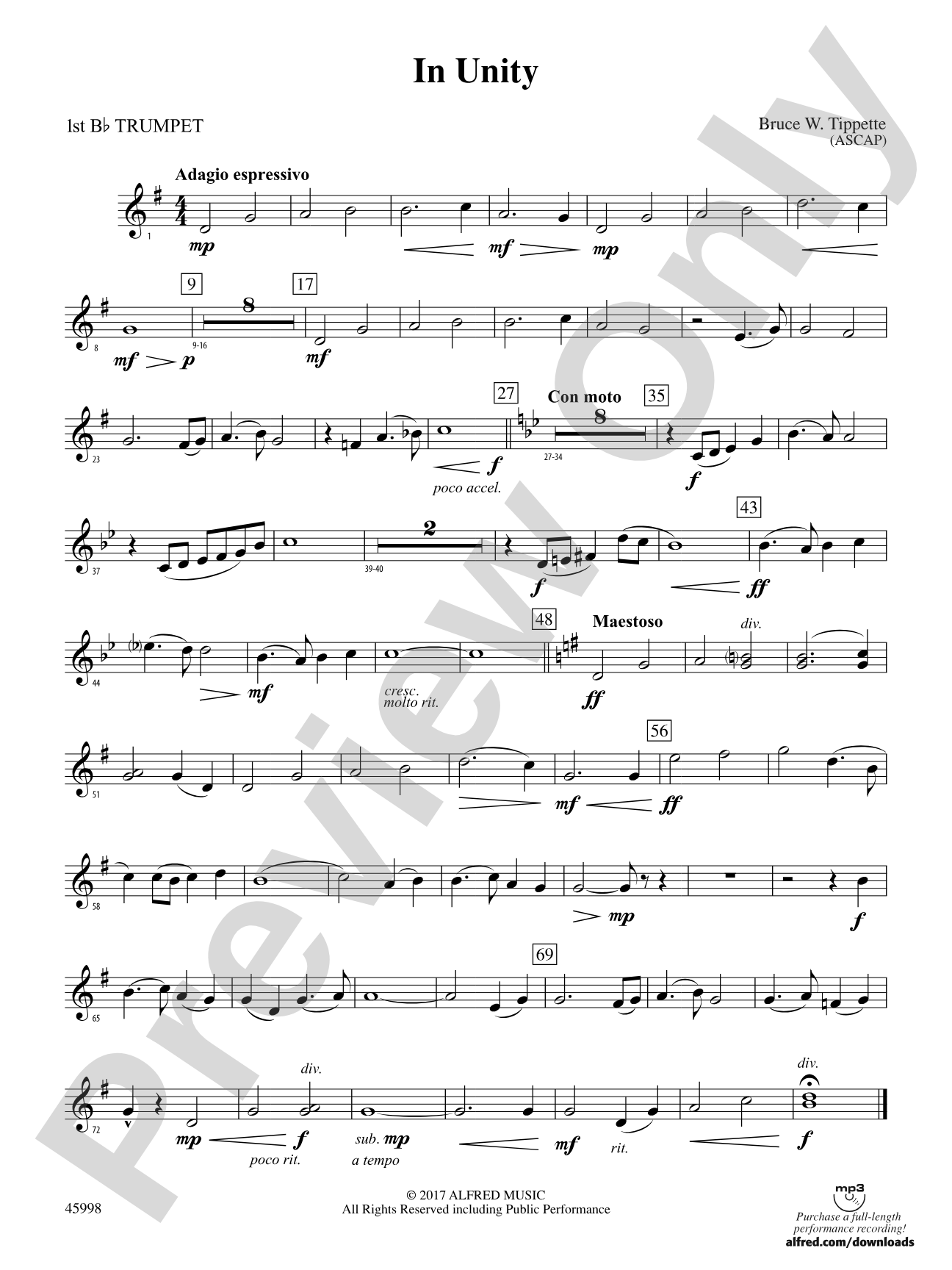 In Unity: 1st B-flat Trumpet