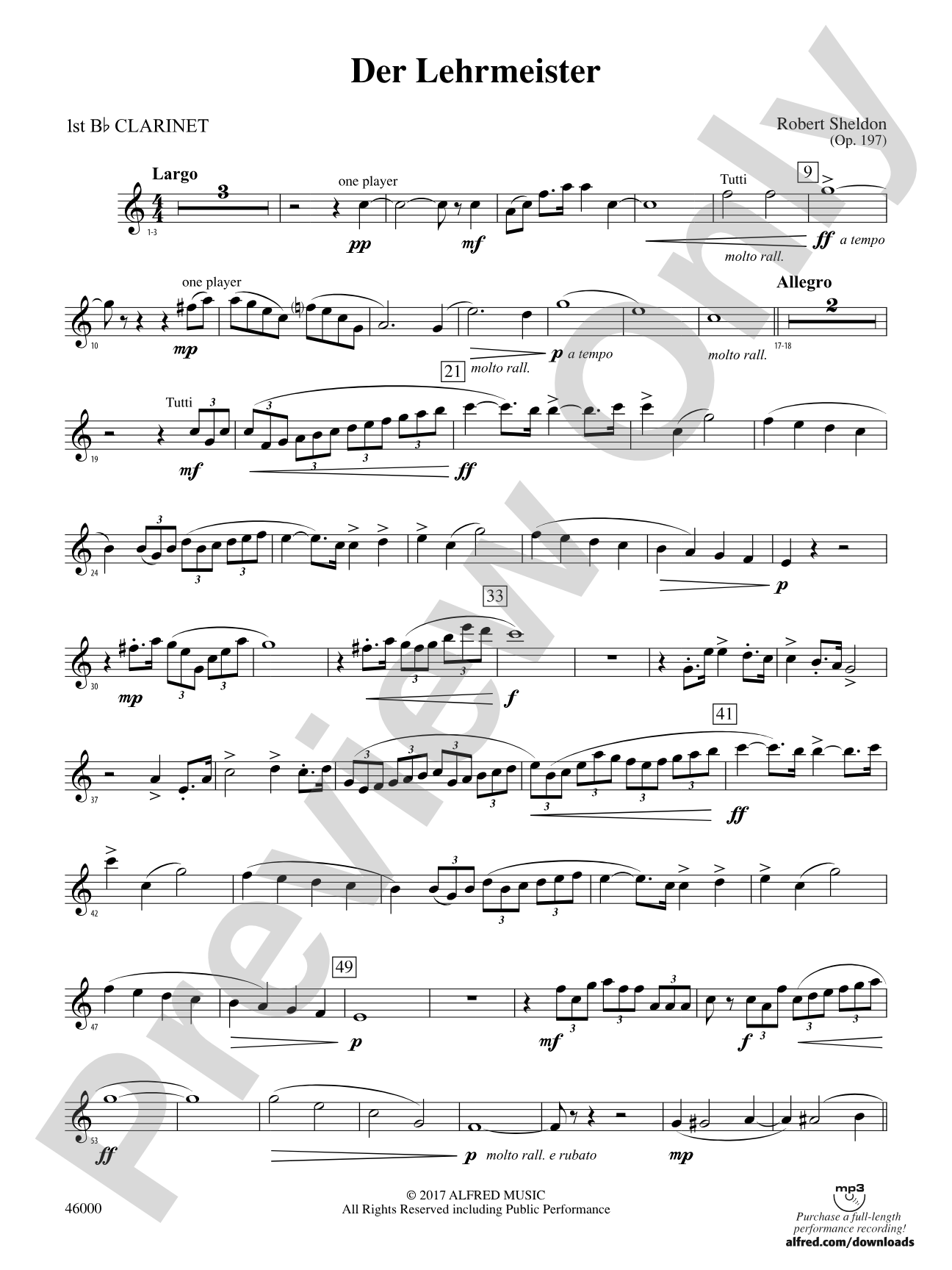 Der Lehrmeister: 1st B-flat Clarinet