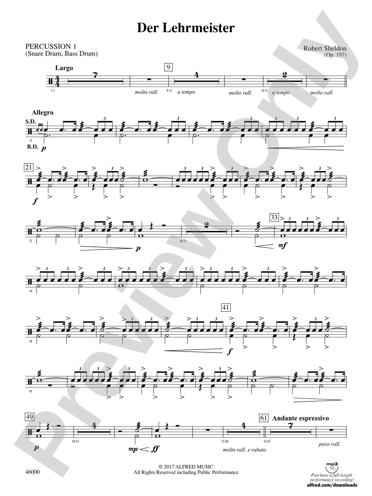 Der Lehrmeister: 1st Percussion