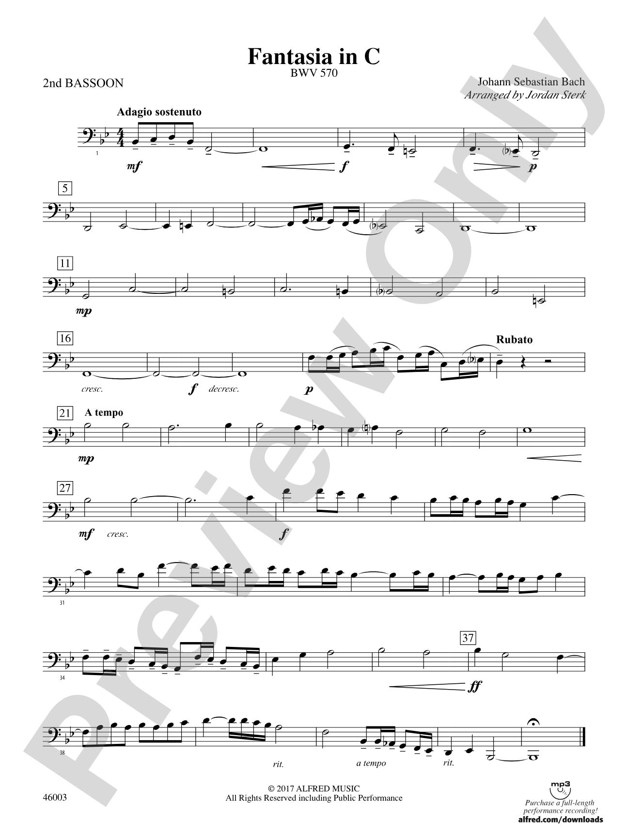 Fantasia in C: 2nd Bassoon