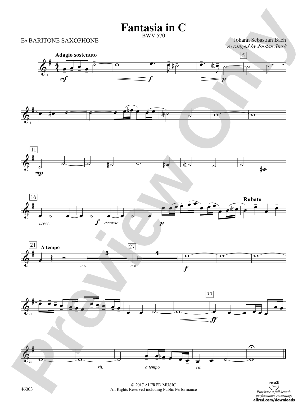 Fantasia in C: E-flat Baritone Saxophone