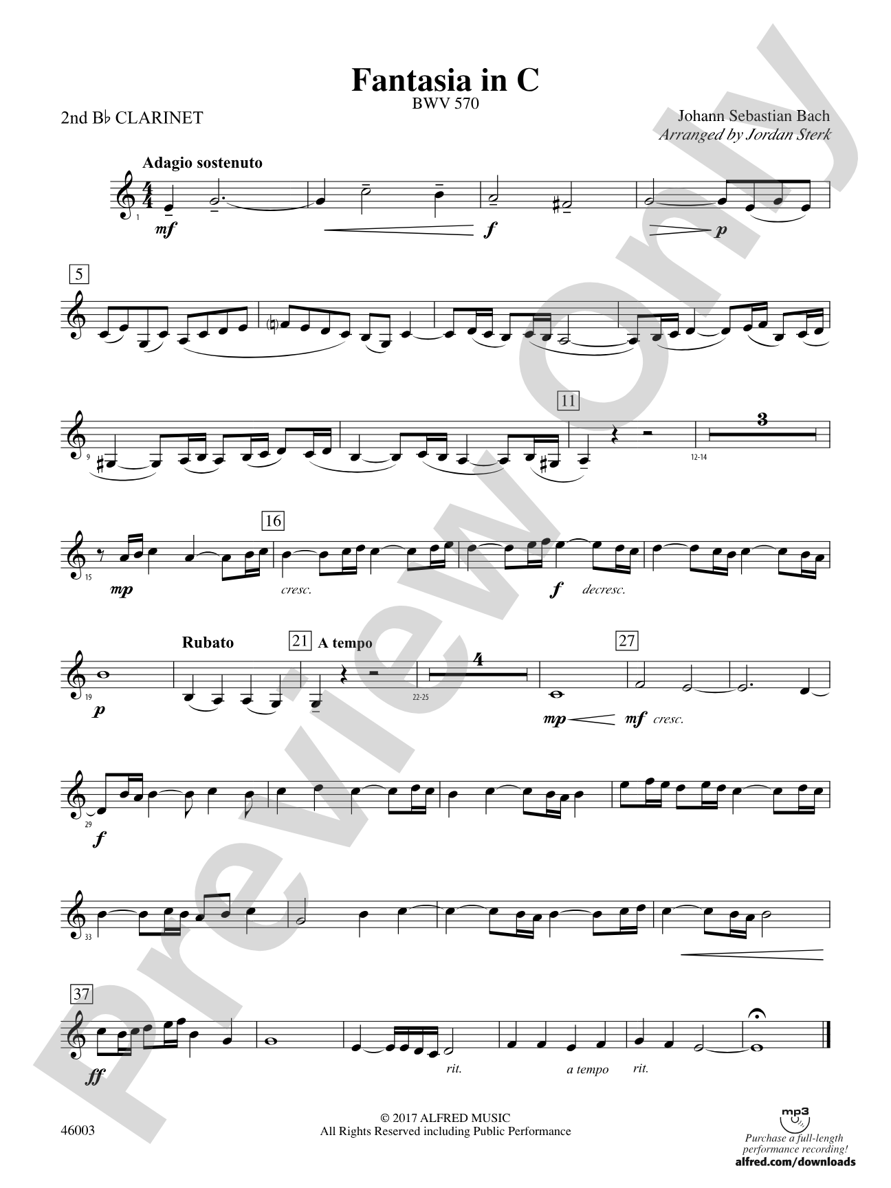 Fantasia in C: 2nd B-flat Clarinet