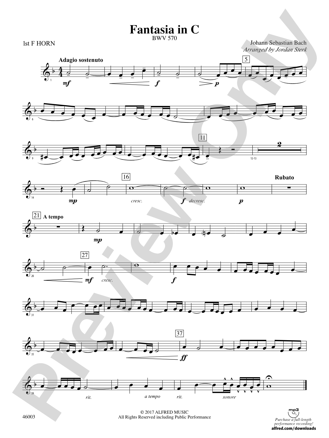 Fantasia in C: 1st F Horn