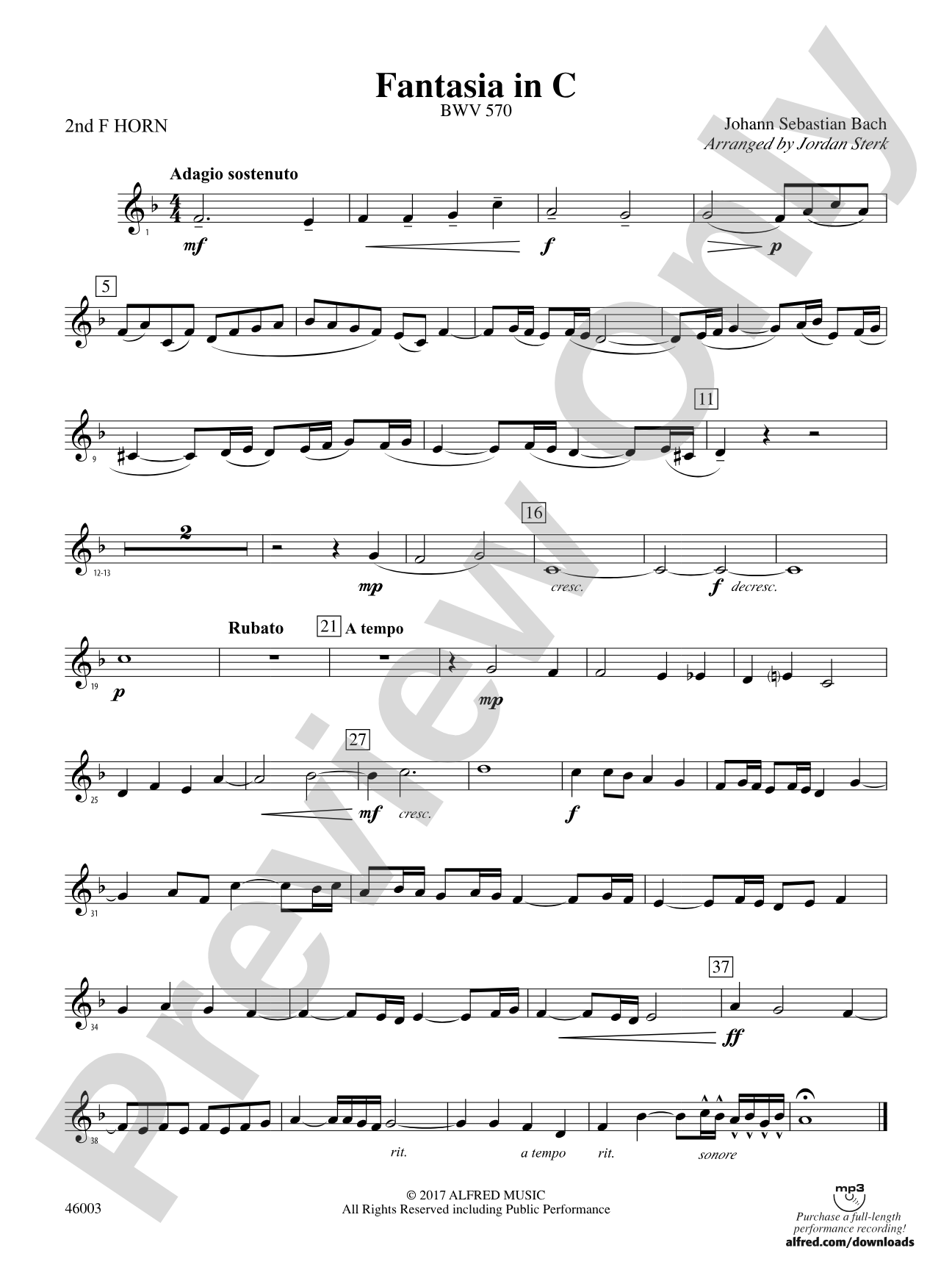 Fantasia in C: 2nd F Horn
