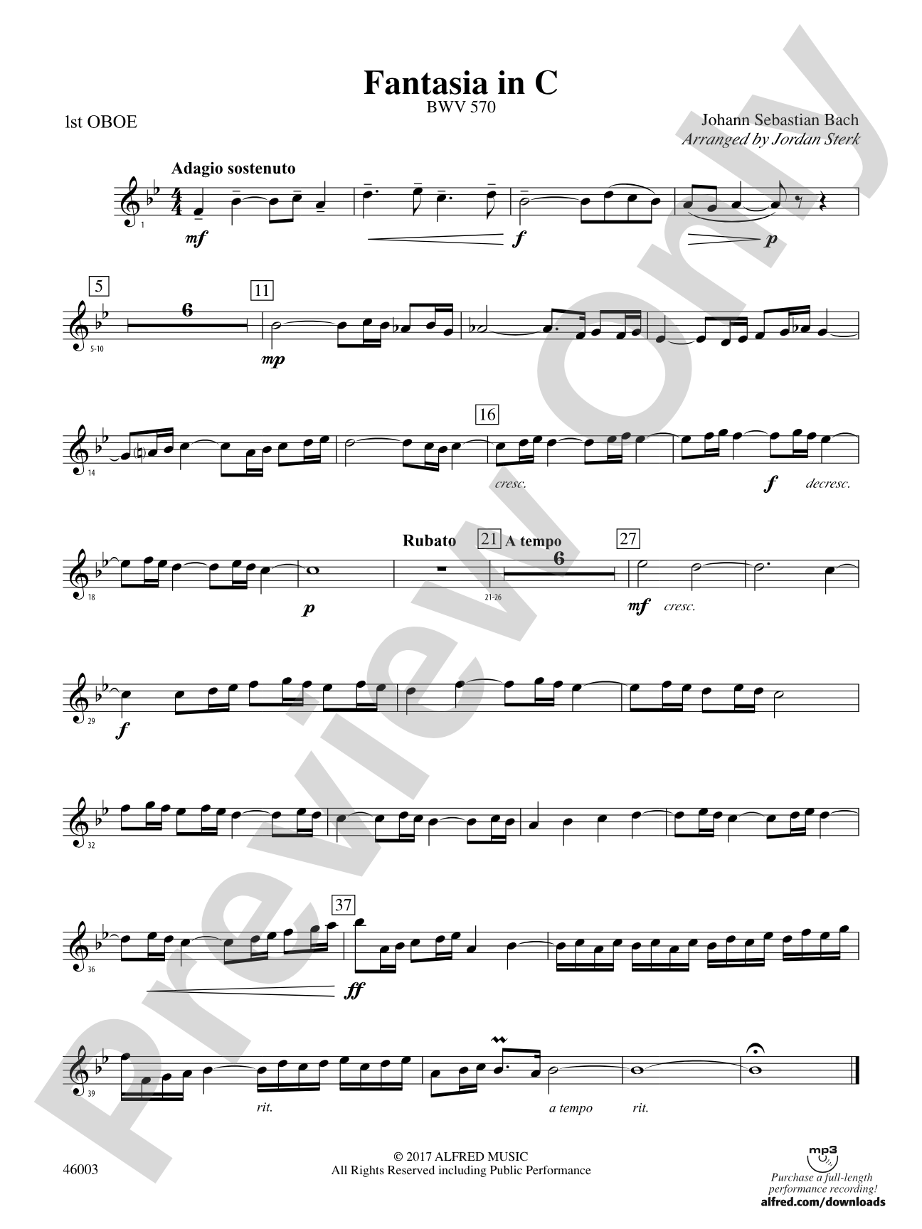 Fantasia in C: Oboe