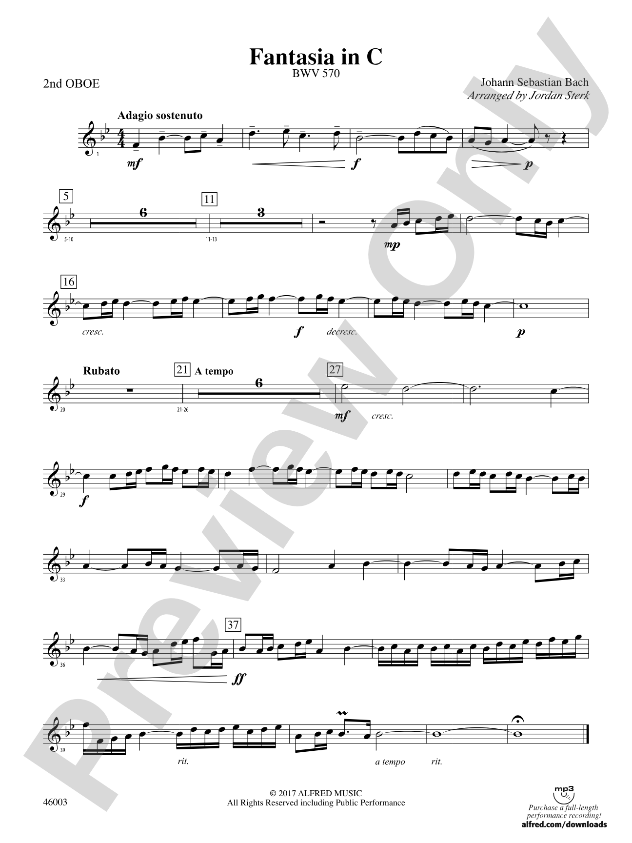 Fantasia in C: 2nd Oboe