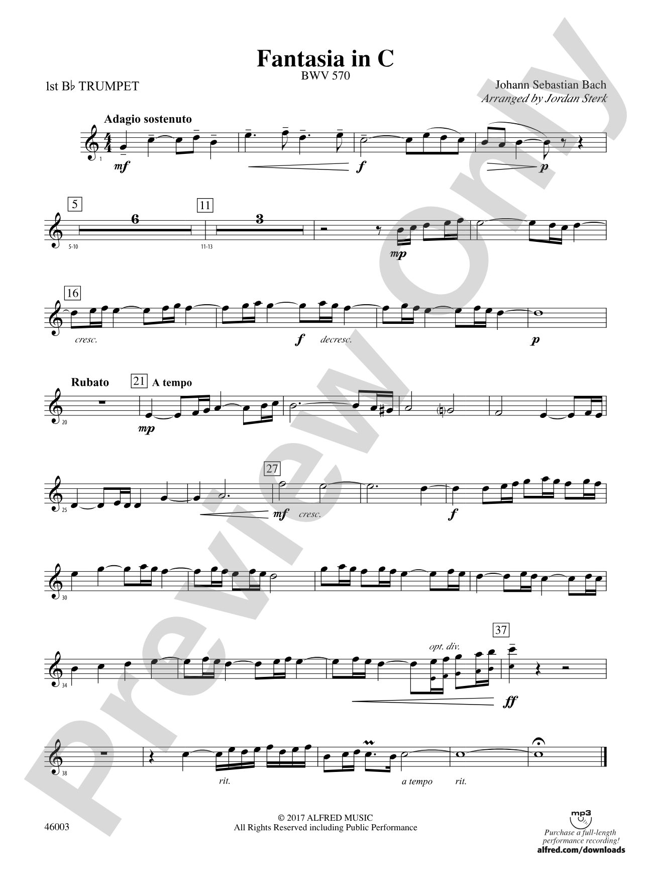 Fantasia in C: 1st B-flat Trumpet