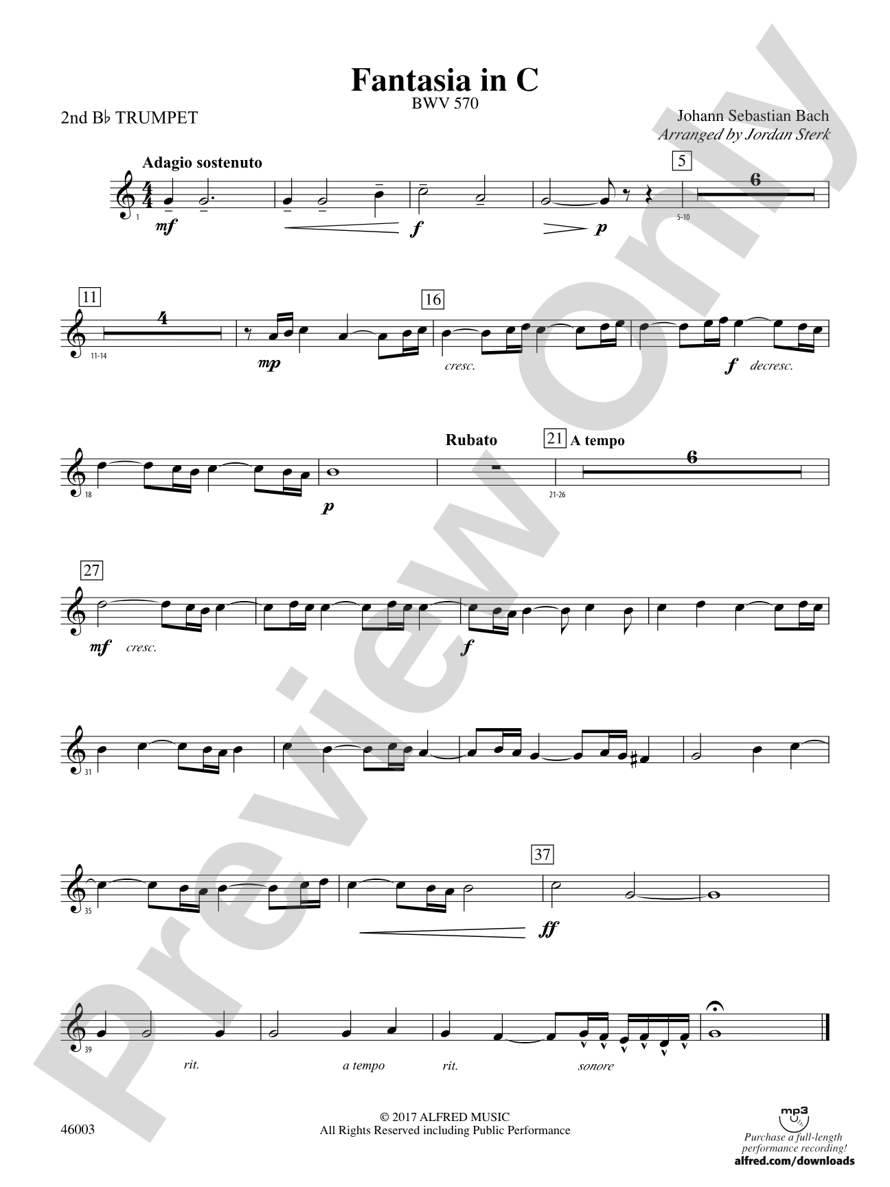 Fantasia in C: 2nd B-flat Trumpet