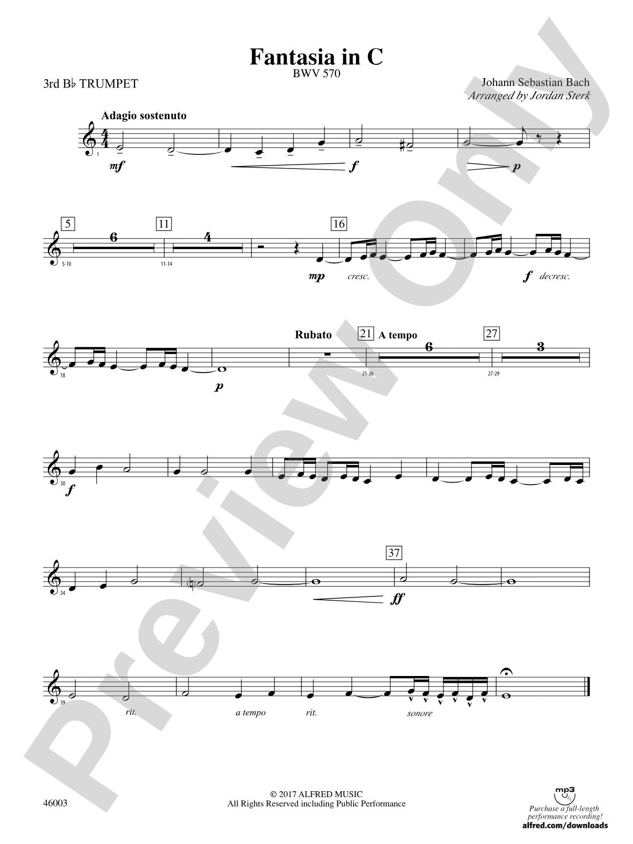 Fantasia in C: 3rd B-flat Trumpet