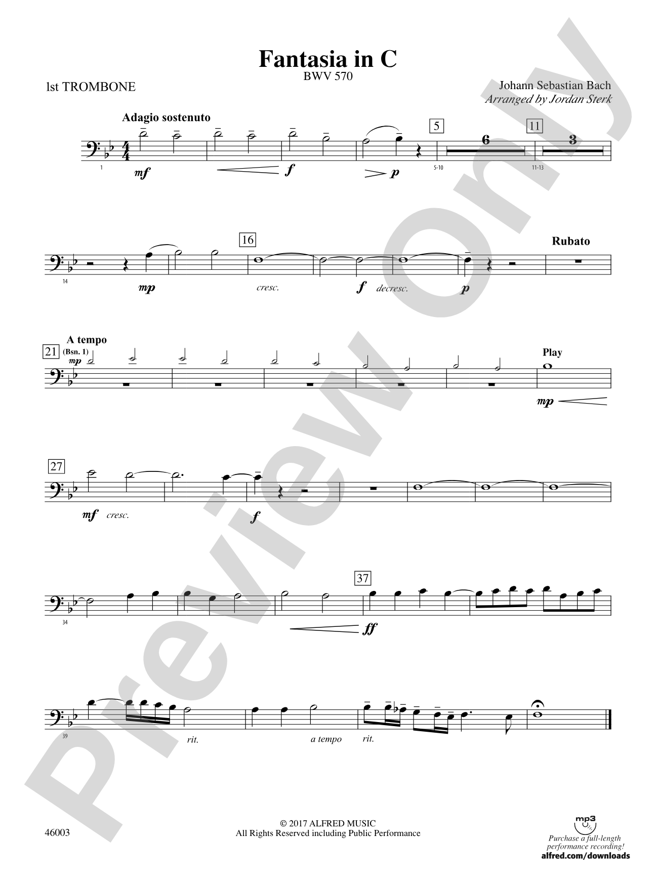 Fantasia in C: 1st Trombone