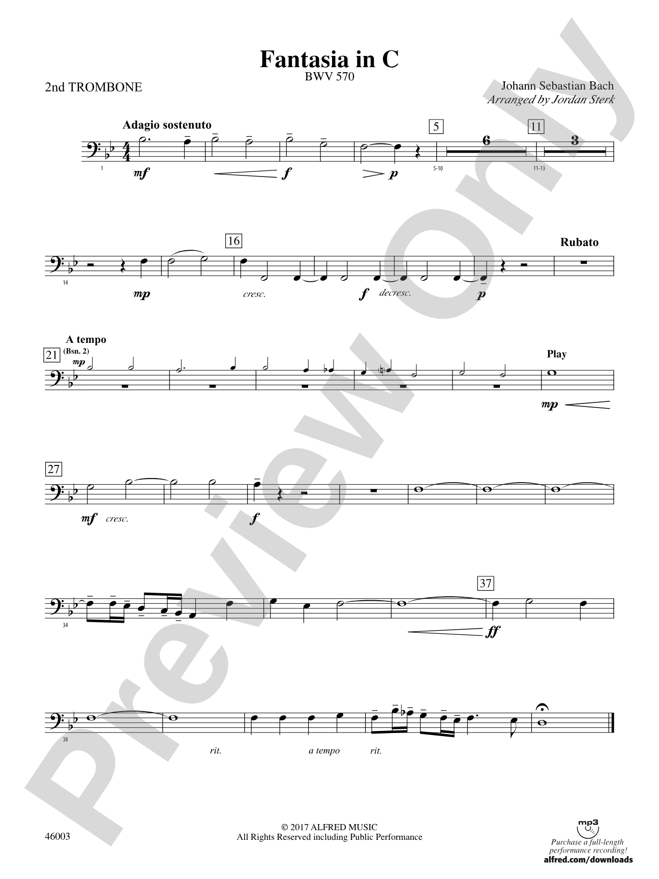 Fantasia in C: 2nd Trombone