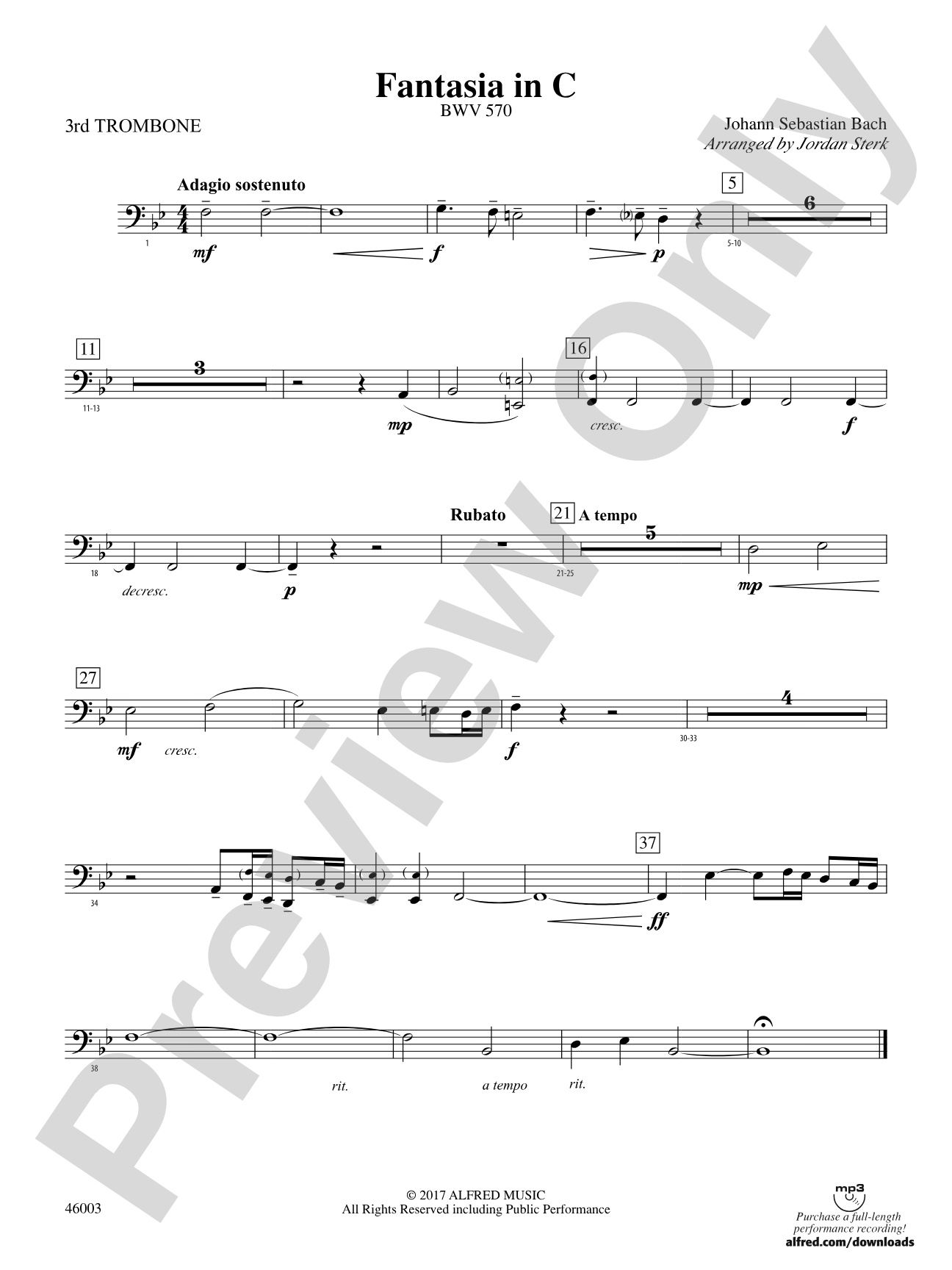 Fantasia in C: 3rd Trombone