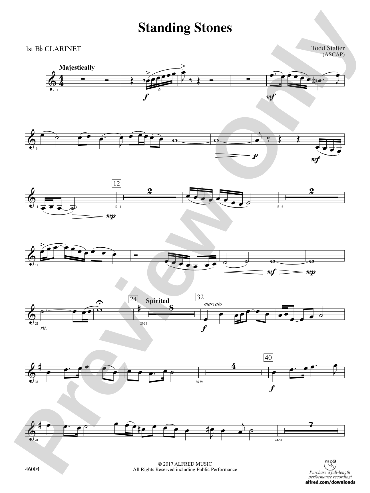 Standing Stones: 1st B-flat Clarinet