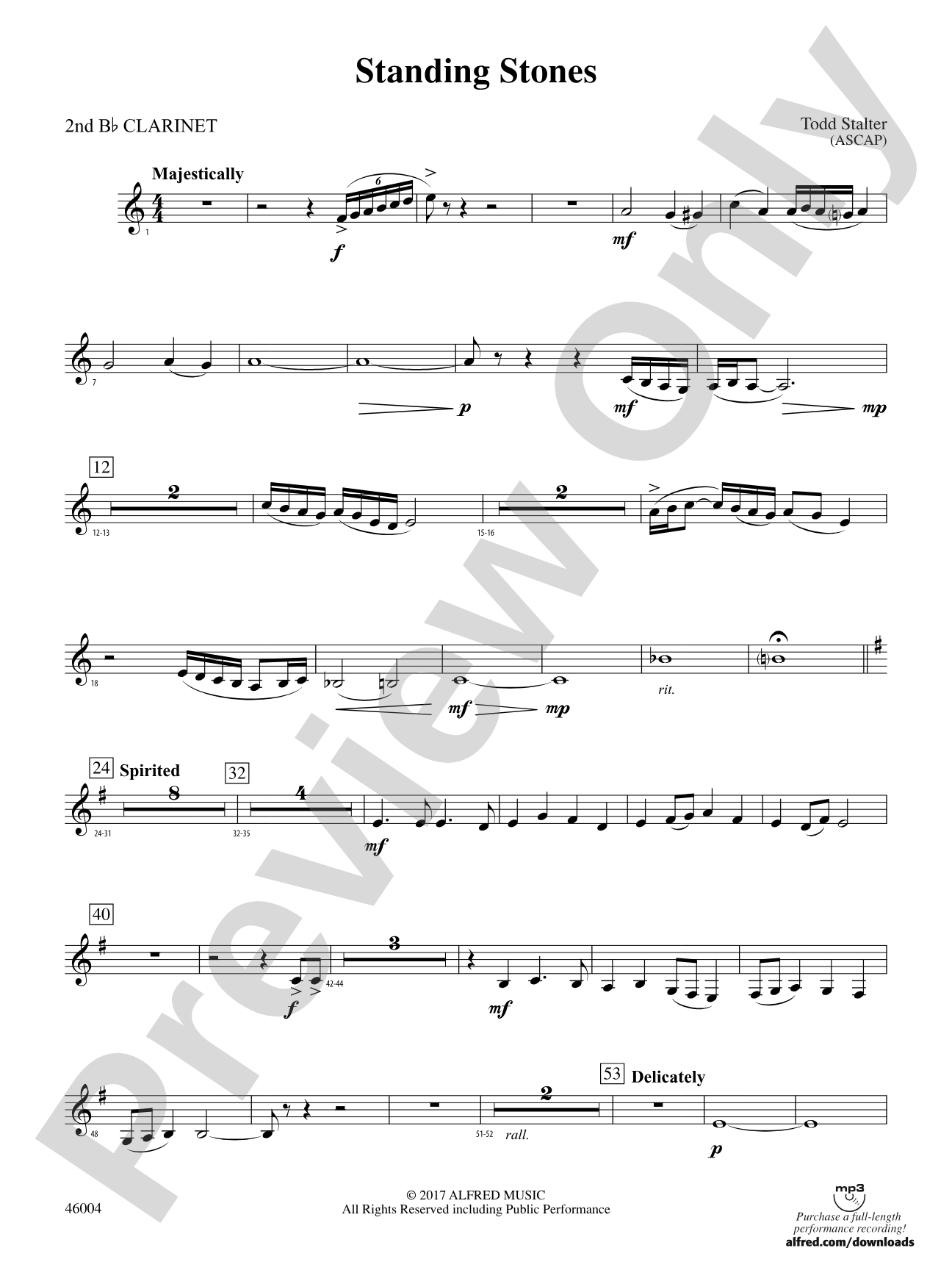 Standing Stones: 2nd B-flat Clarinet