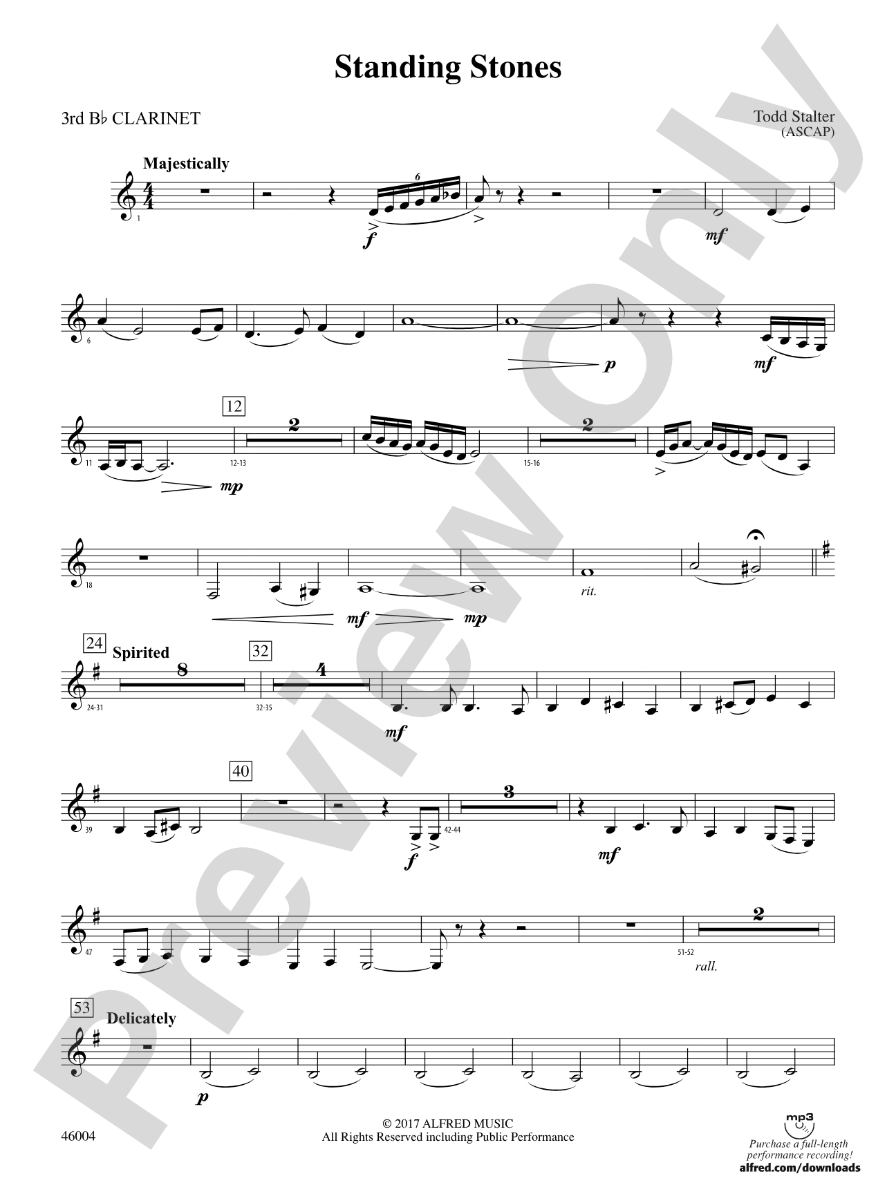 Standing Stones: 3rd B-flat Clarinet
