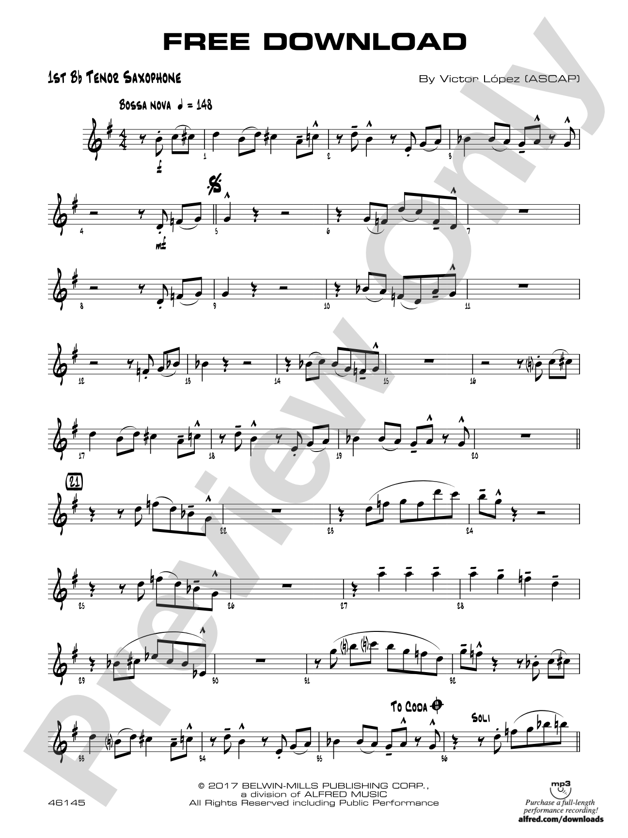 Free Download: B-flat Tenor Saxophone