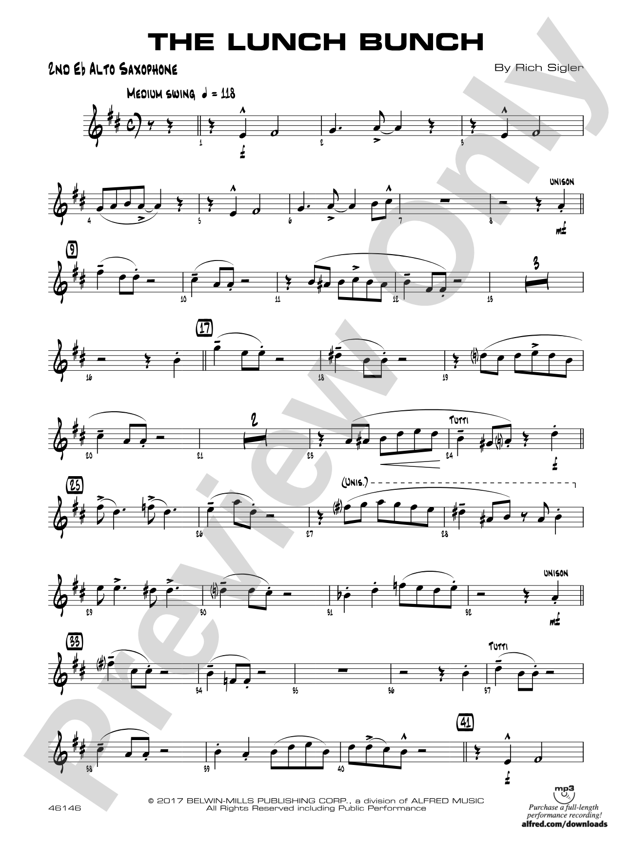 The Lunch Bunch: 2nd E-flat Alto Saxophone