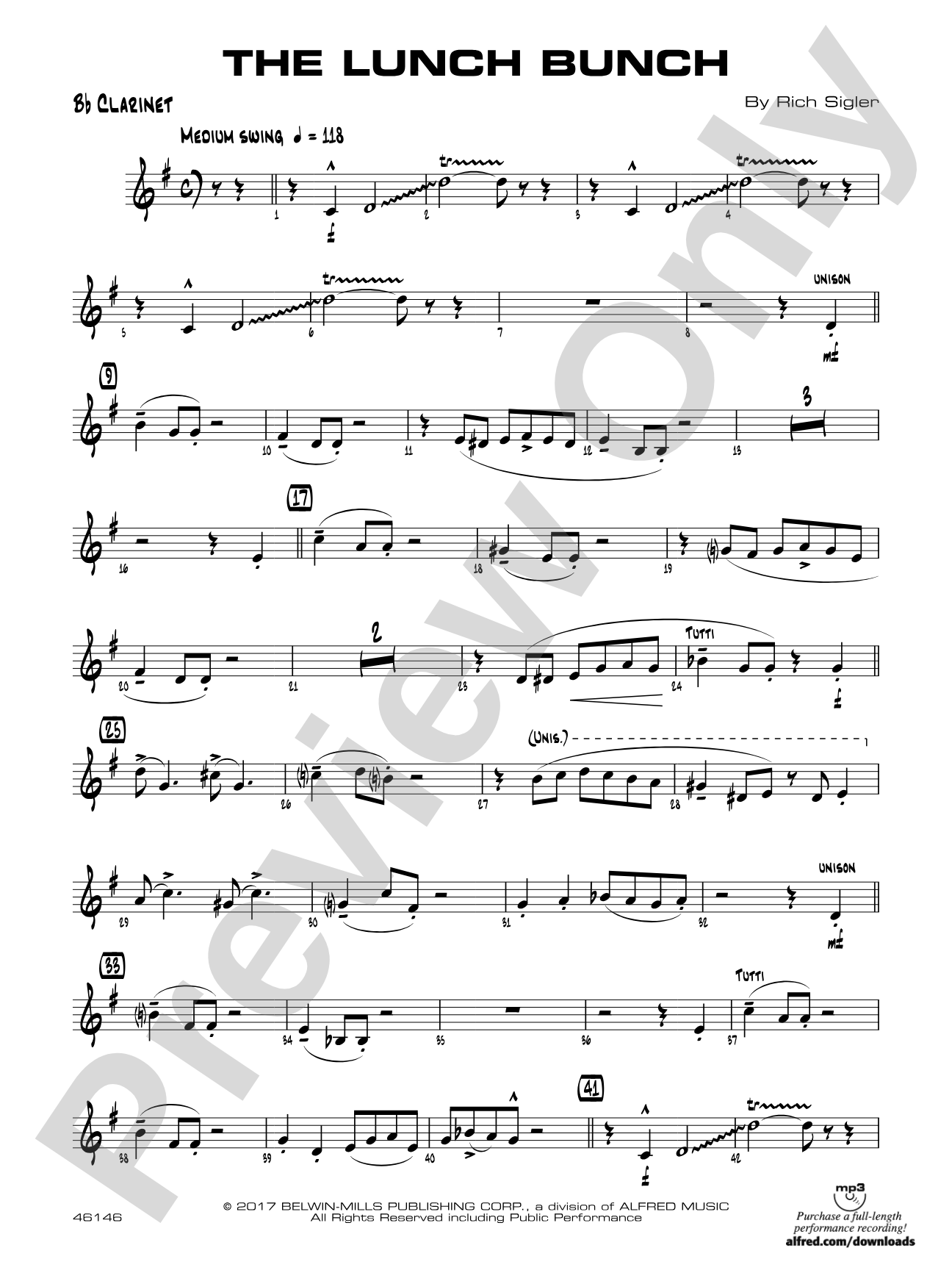 The Lunch Bunch: 1st B-flat Clarinet