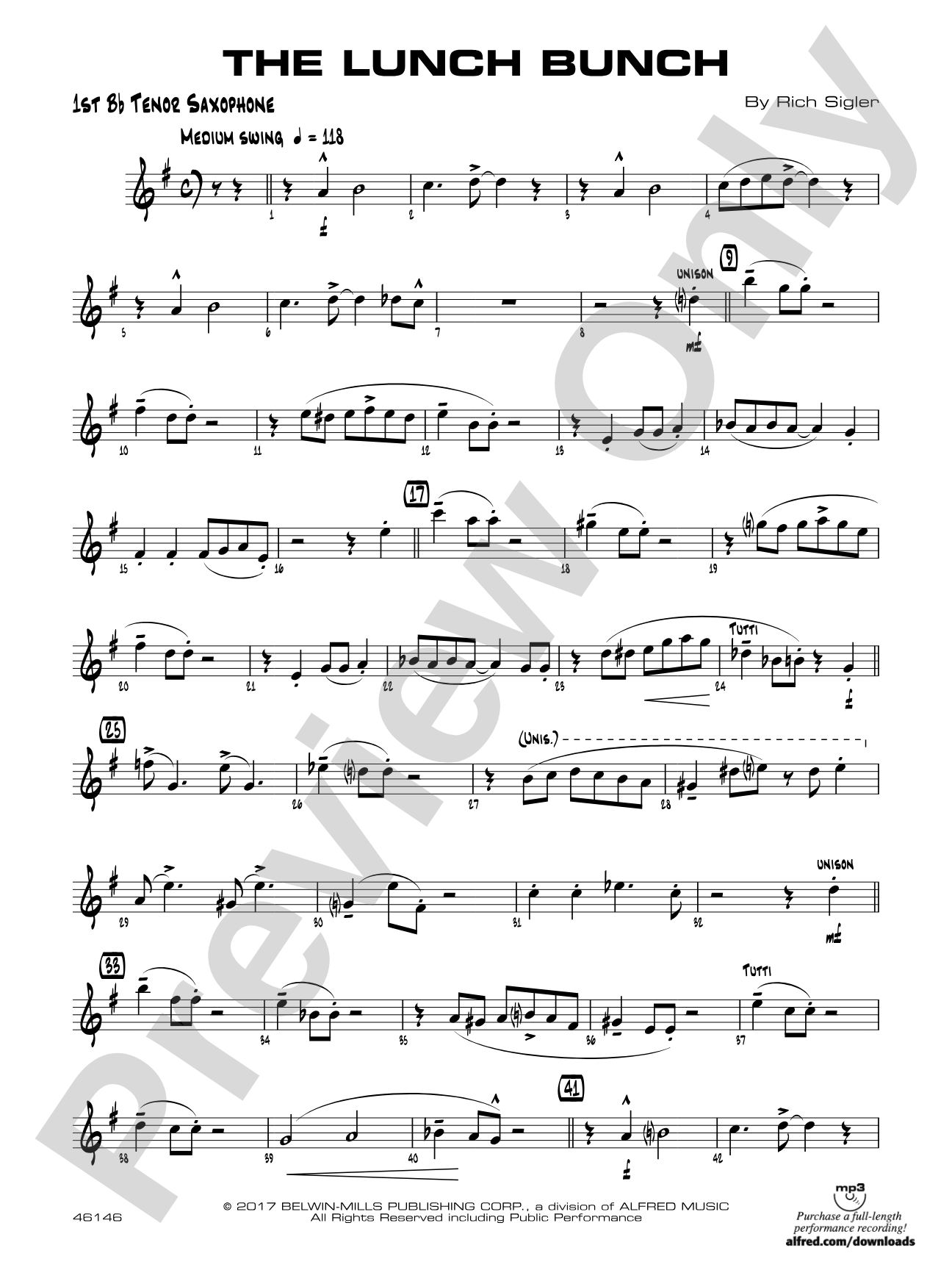 The Lunch Bunch: B-flat Tenor Saxophone