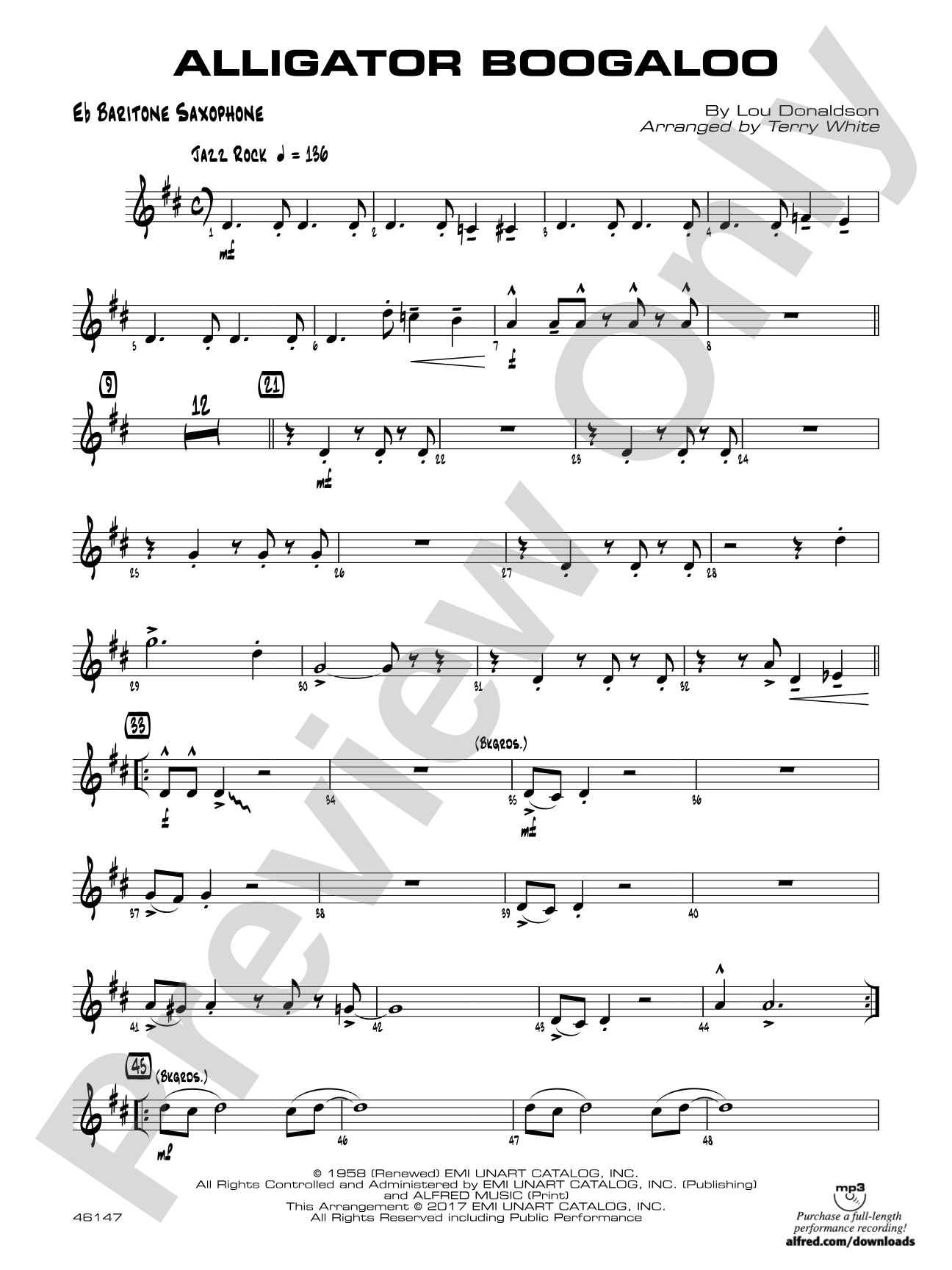 Alligator Boogaloo: E-flat Baritone Saxophone