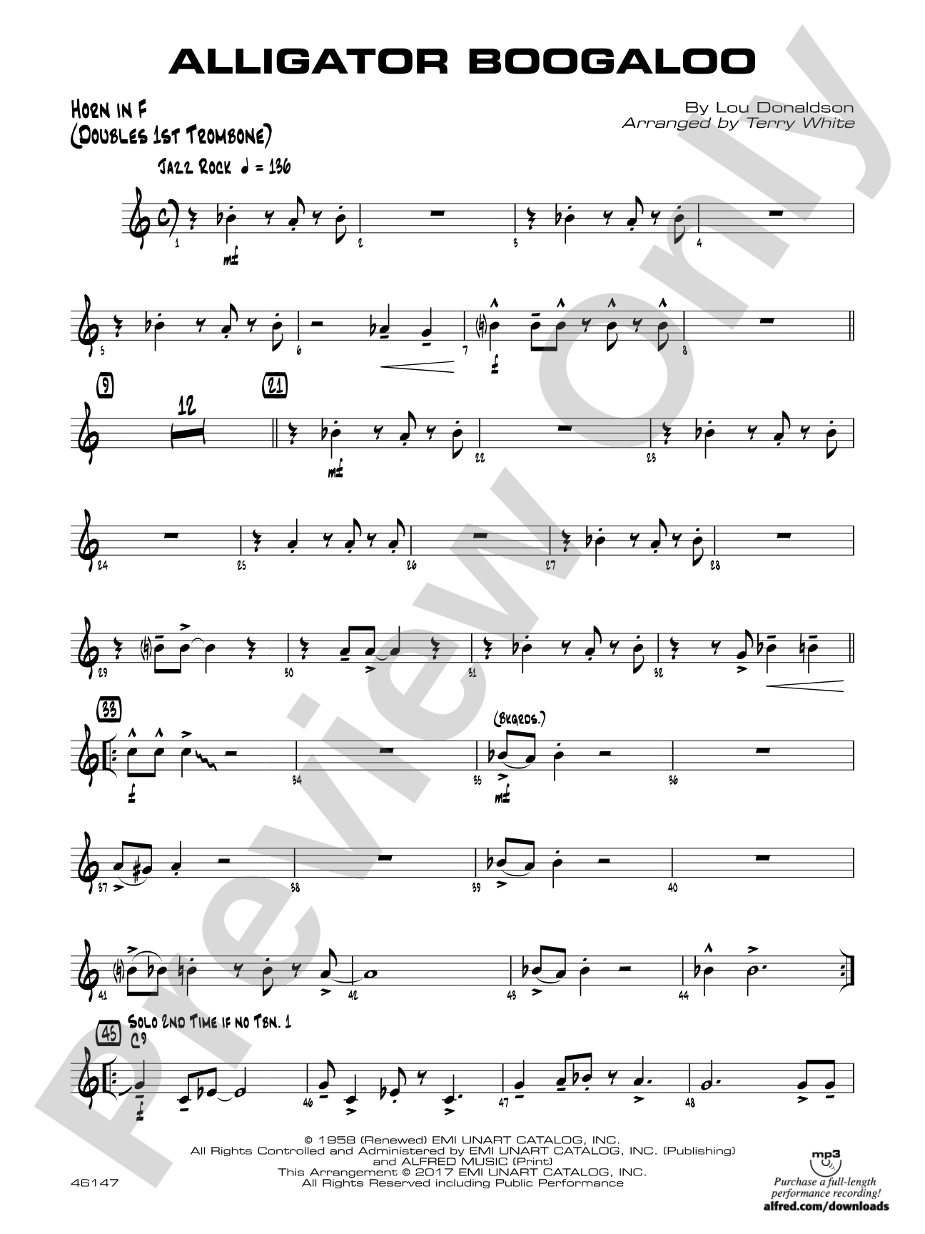 Alligator Boogaloo: 1st F Horn