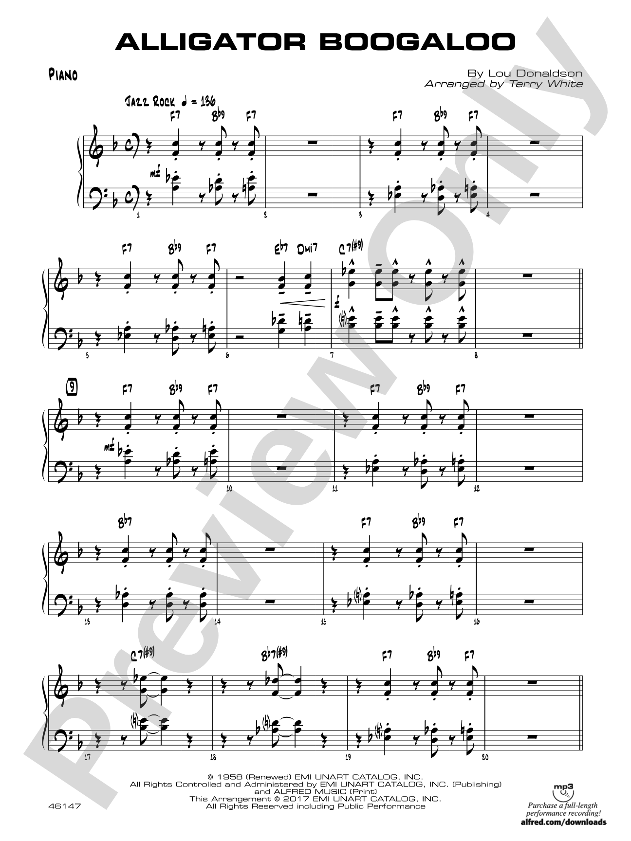 Alligator Boogaloo: Piano Accompaniment