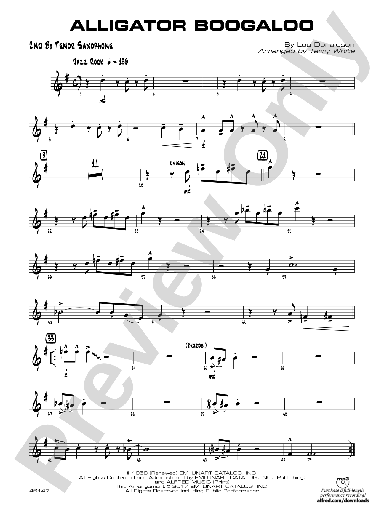 Alligator Boogaloo: 2nd B-flat Tenor Saxophone