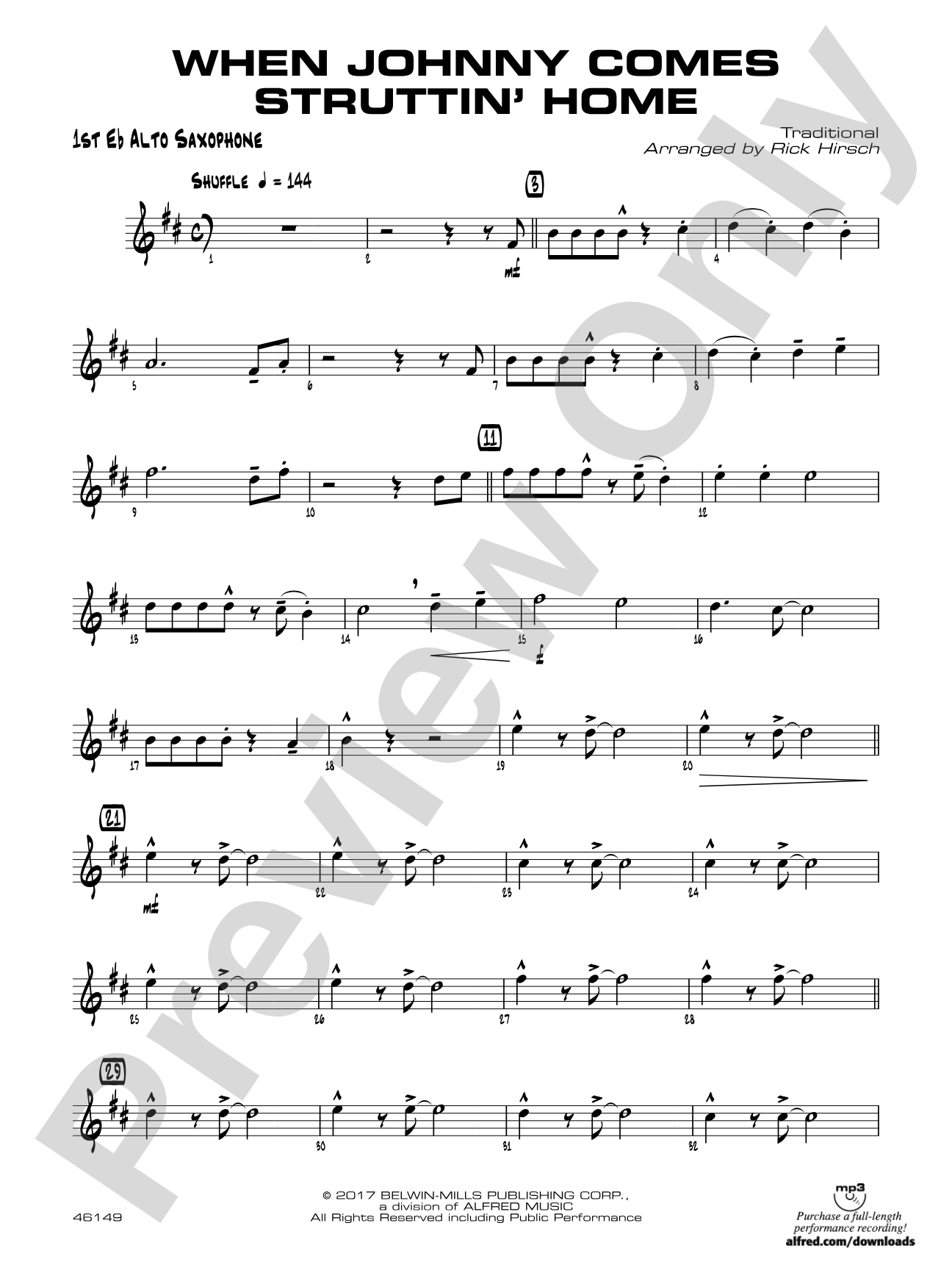 When Johnny Comes Struttin' Home: E-flat Alto Saxophone