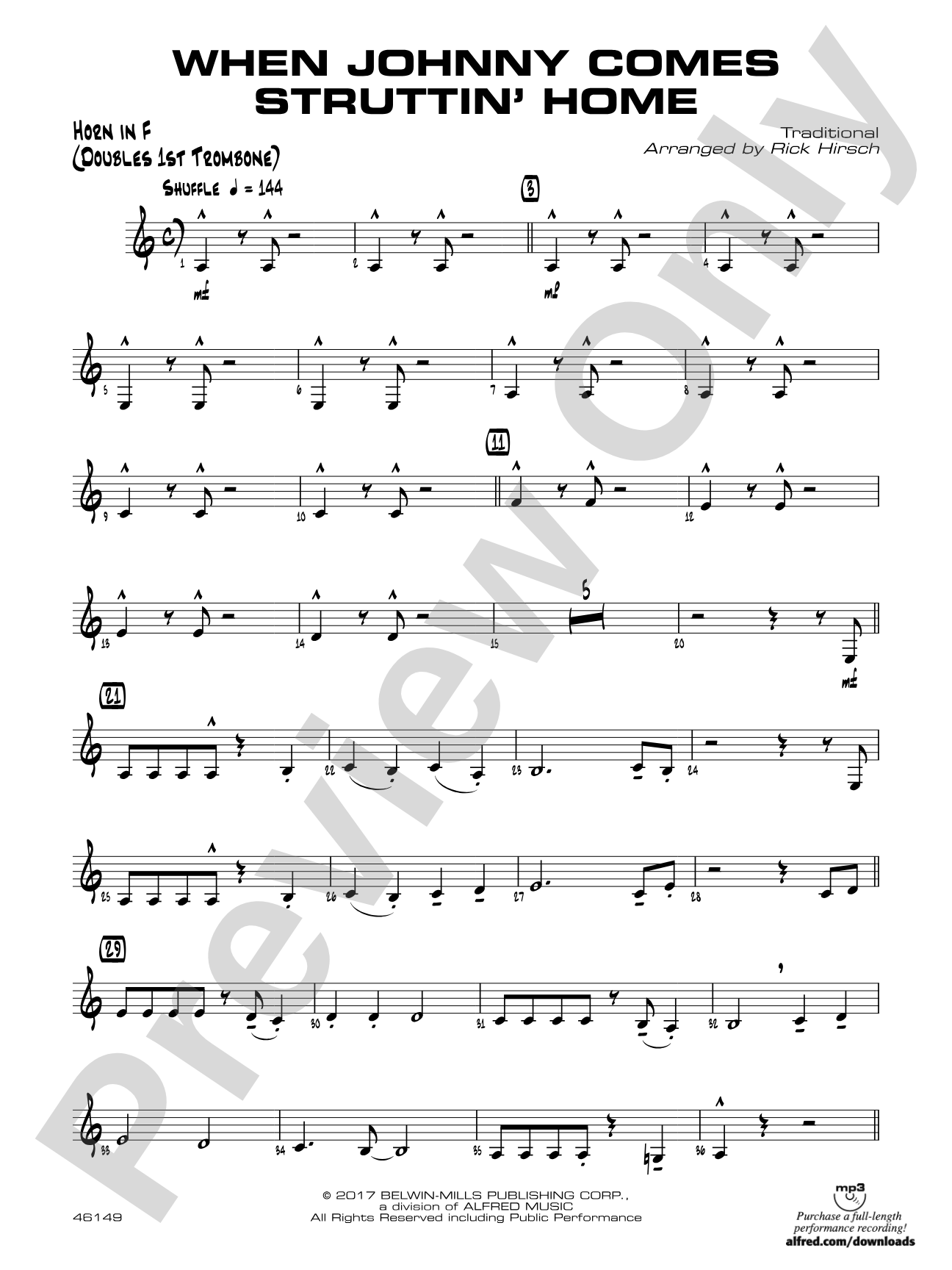 When Johnny Comes Struttin' Home: 1st F Horn