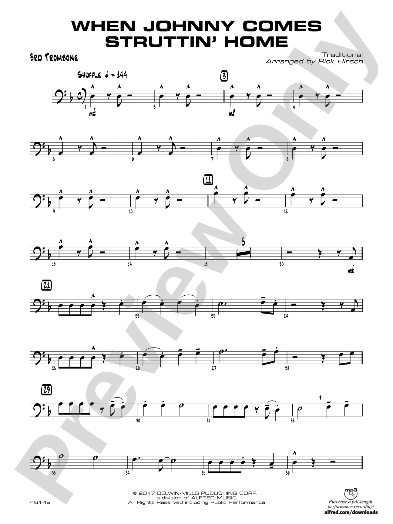 When Johnny Comes Struttin' Home: 3rd Trombone