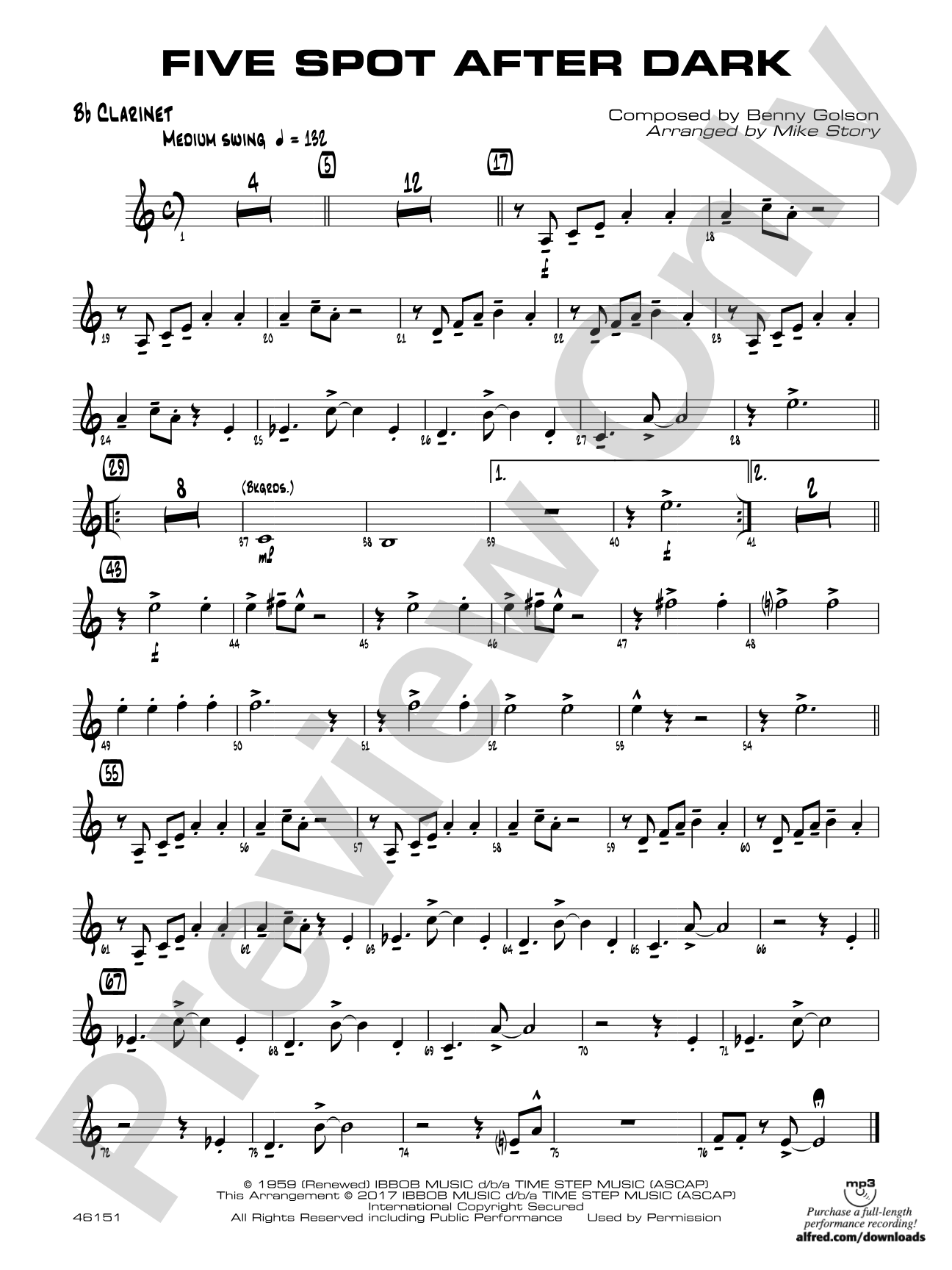 Five Spot After Dark: 1st B-flat Clarinet
