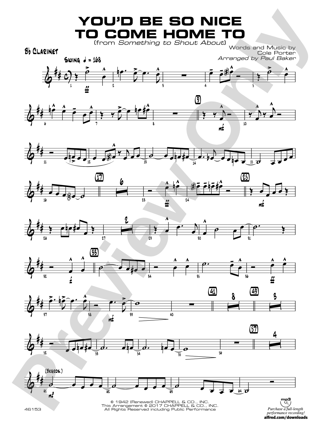 You'd Be So Nice to Come Home To: 1st B-flat Clarinet