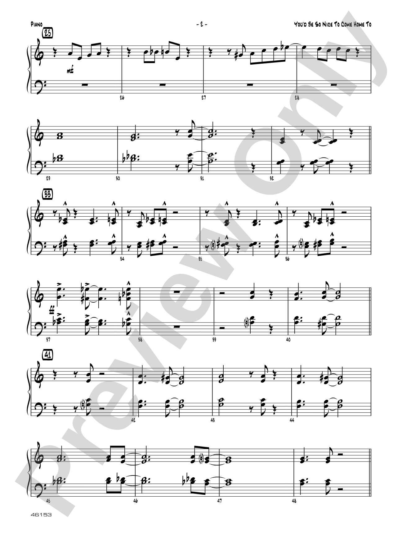 You'd Be So Nice to Come Home To: Piano Accompaniment
