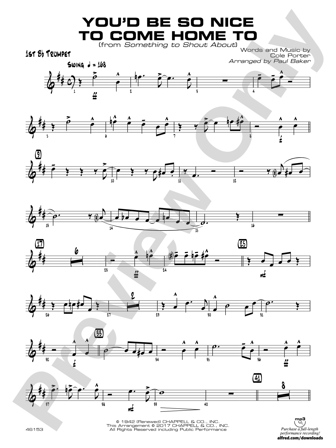 You'd Be So Nice to Come Home To: 1st B-flat Trumpet