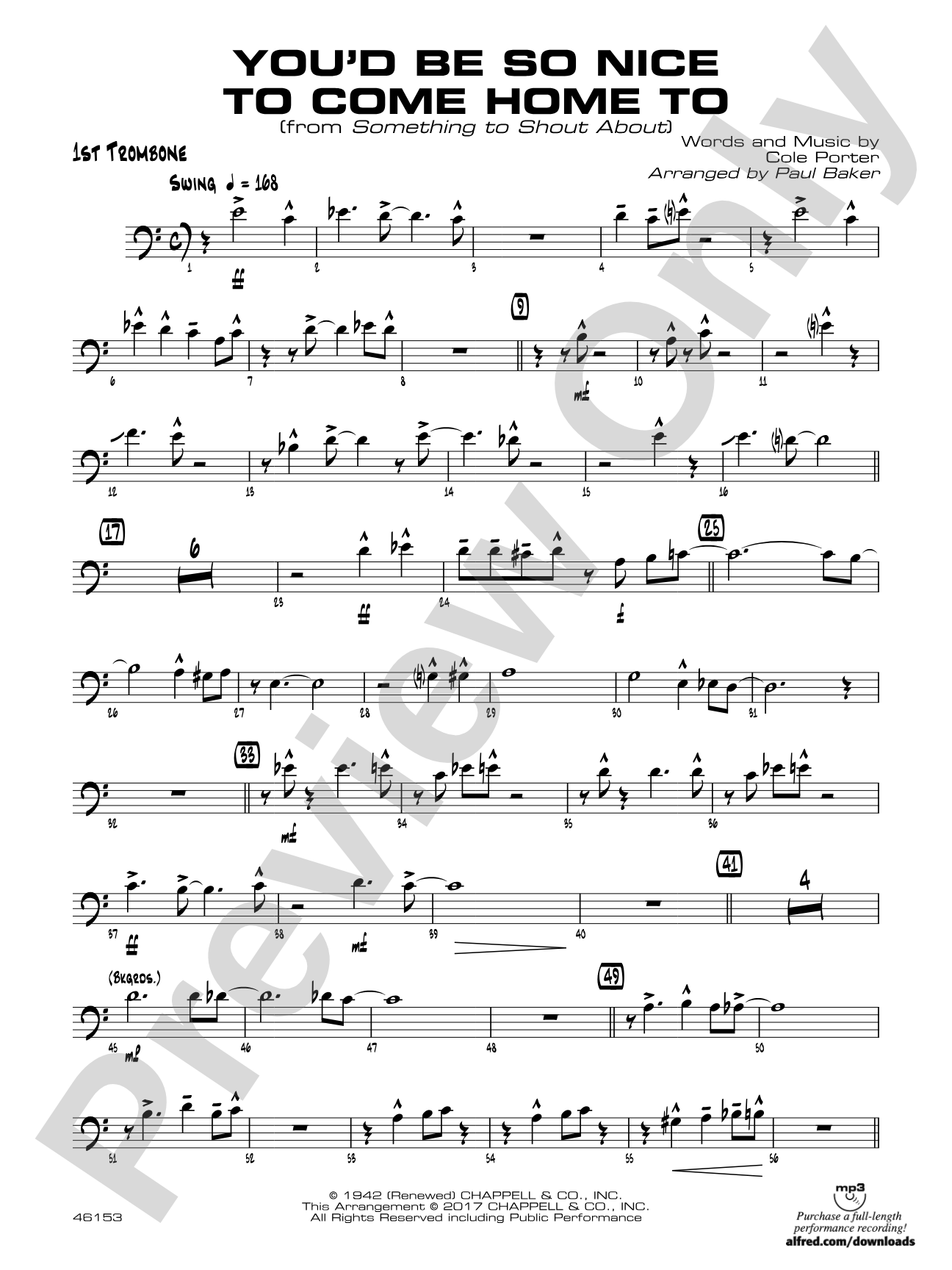 You'd Be So Nice to Come Home To: 1st Trombone