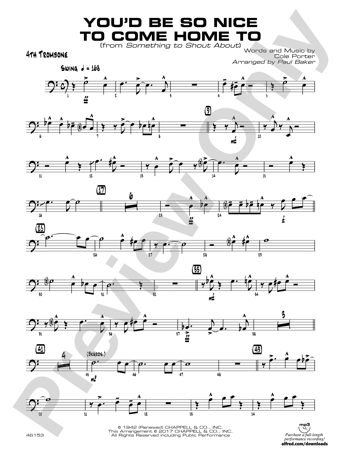 You'd Be So Nice to Come Home To: 4th Trombone