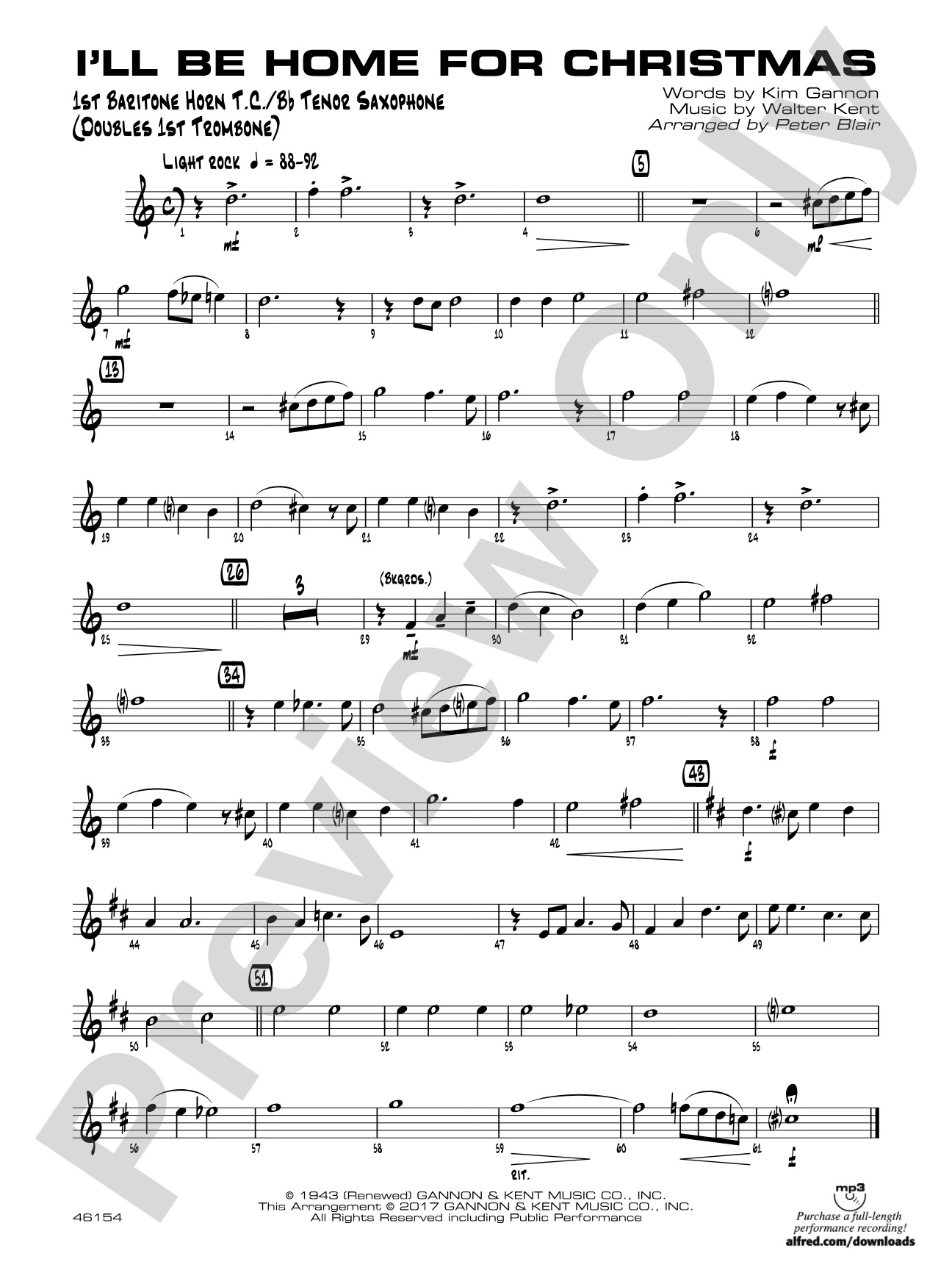 I'll Be Home for Christmas: Baritone T.C.
