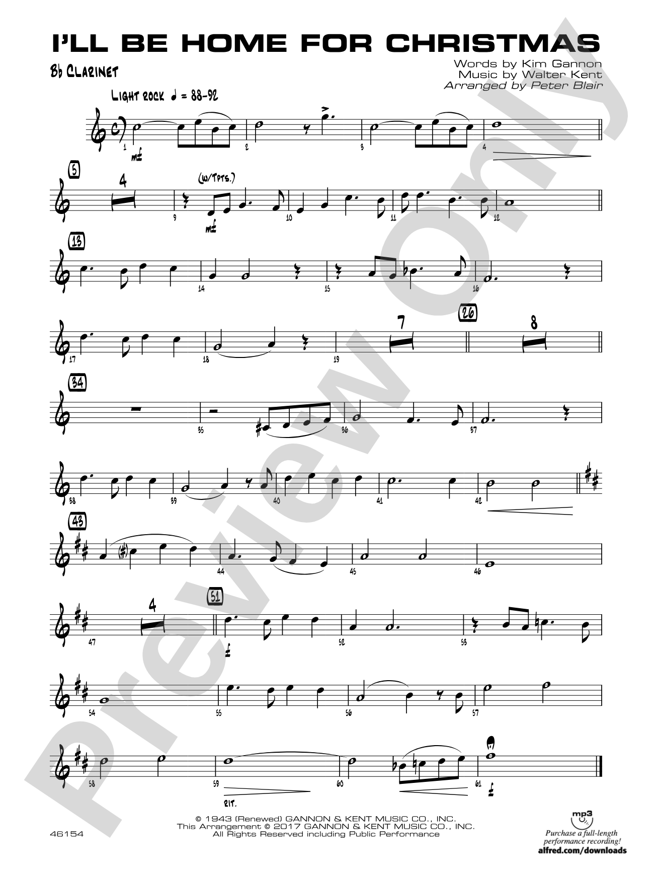 I'll Be Home for Christmas: 1st B-flat Clarinet