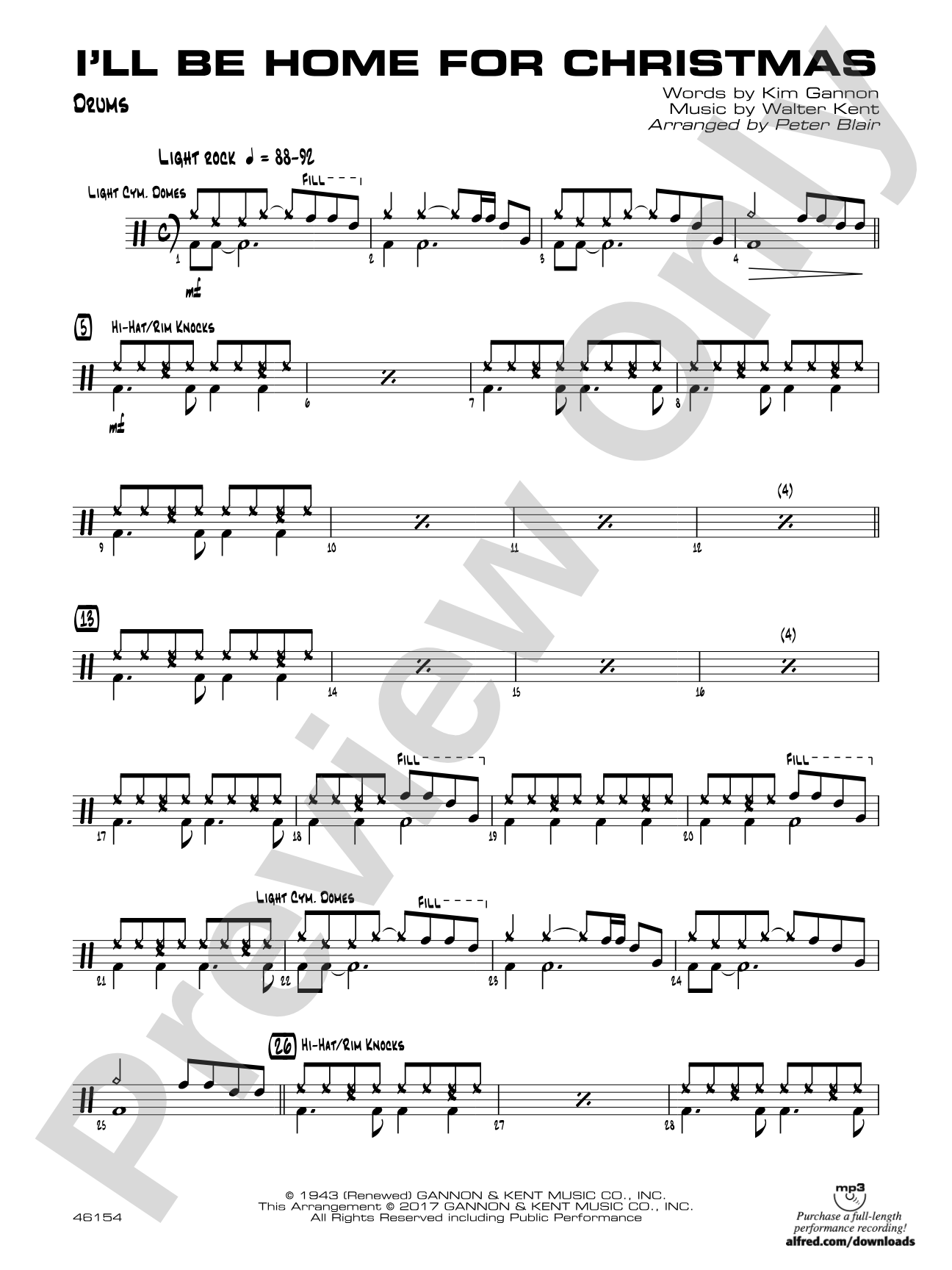 I'll Be Home for Christmas: Drums