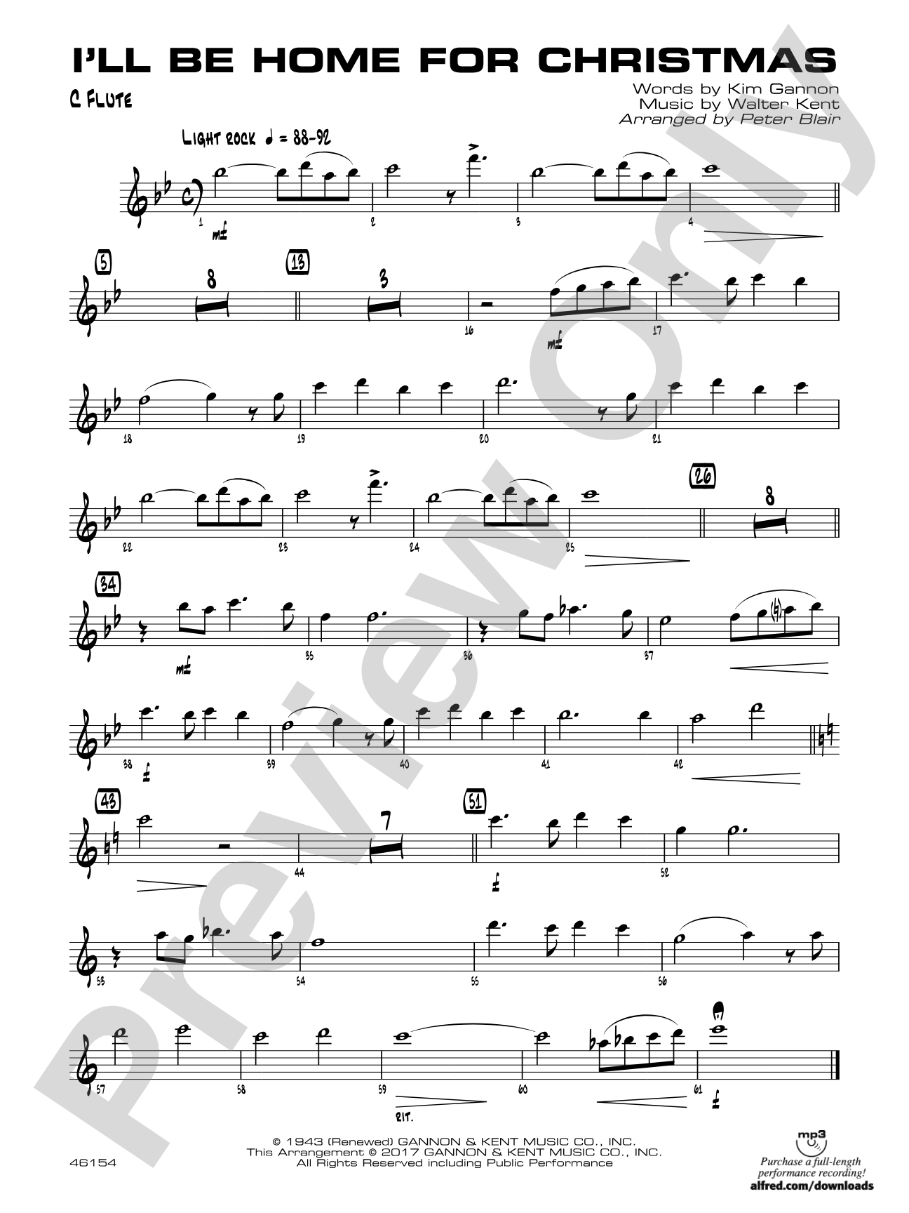 I'll Be Home for Christmas: Flute