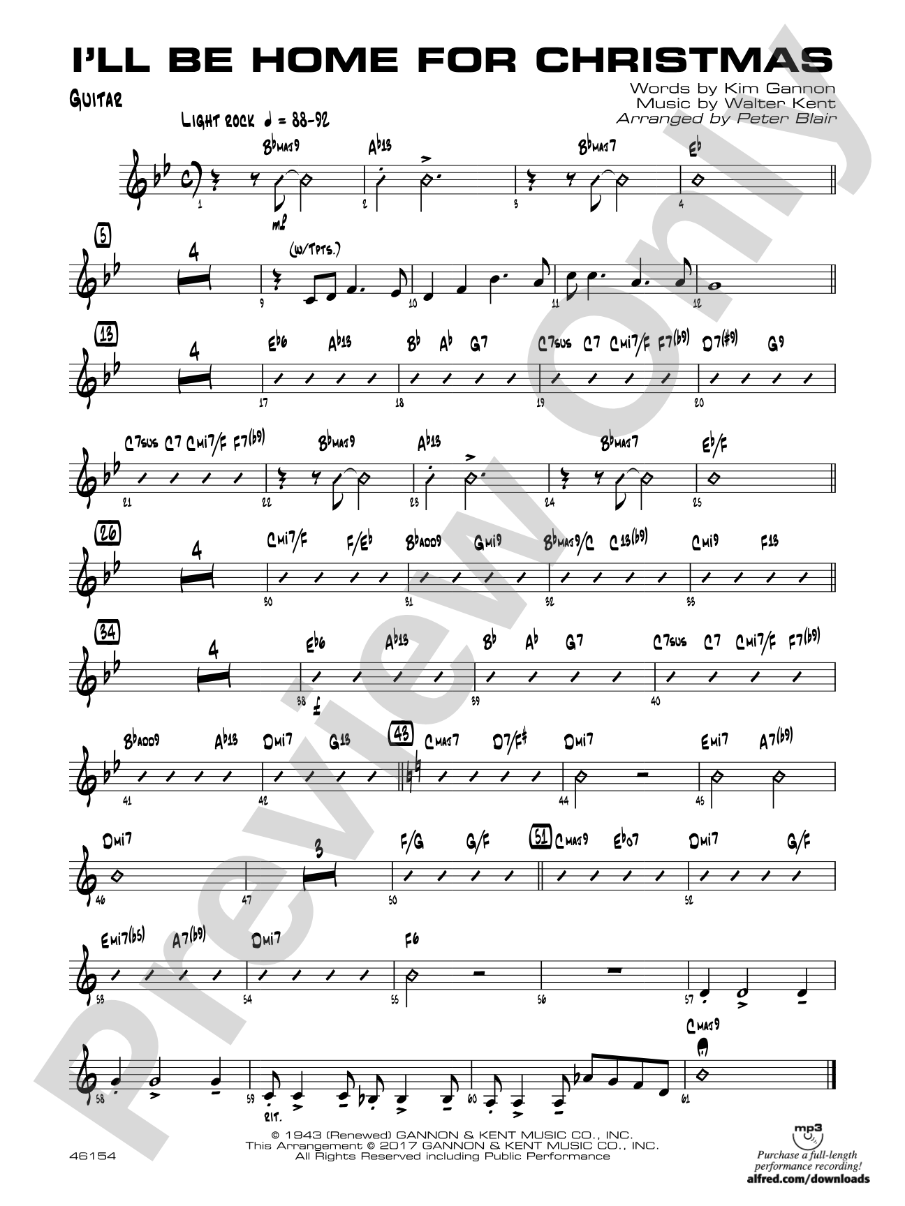 I'll Be Home for Christmas: Guitar
