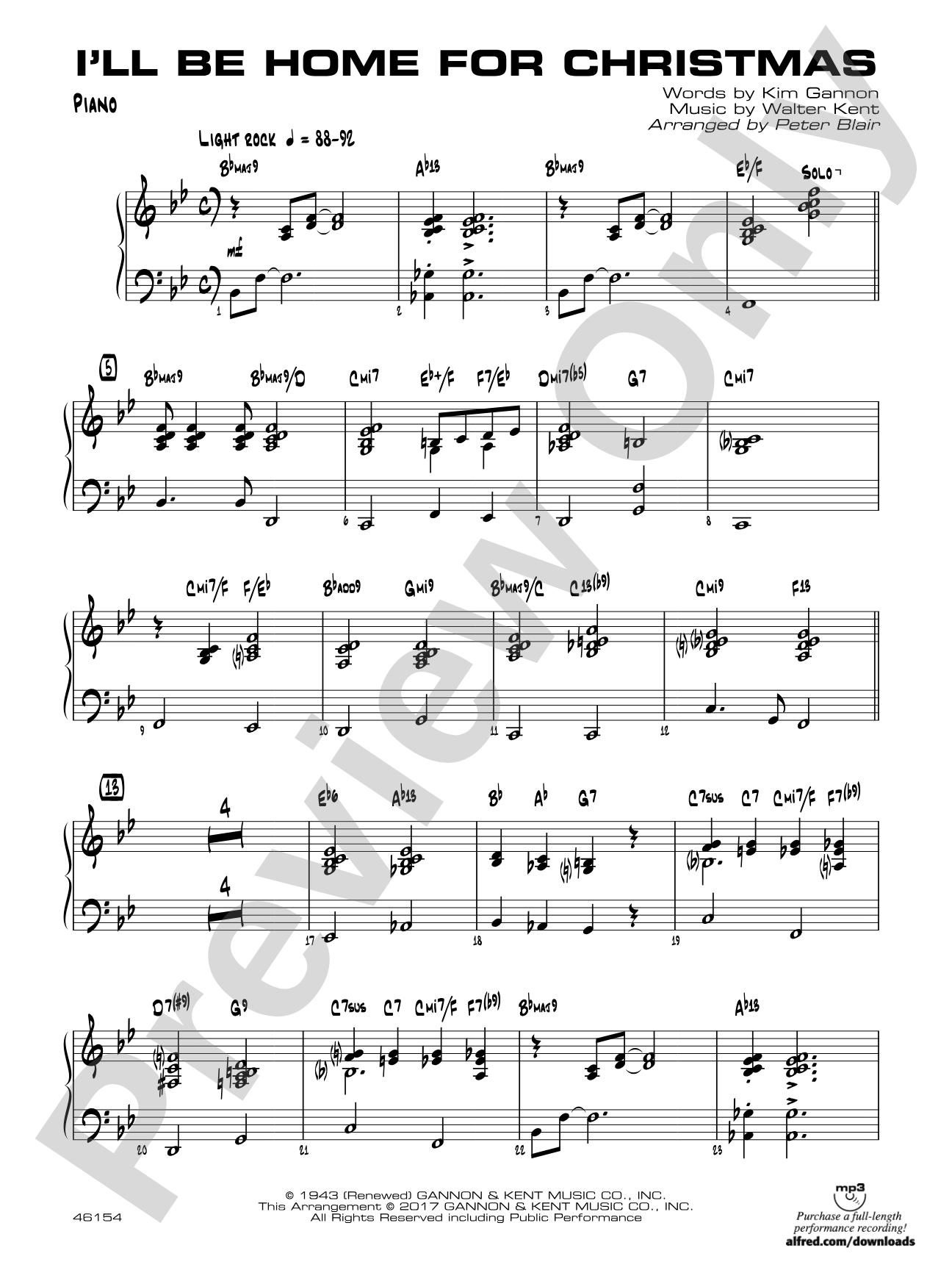 I'll Be Home for Christmas: Piano Accompaniment